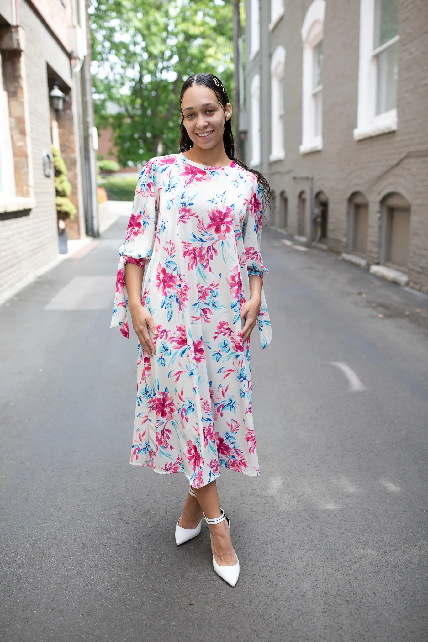 Ivory Floral WIth Ties