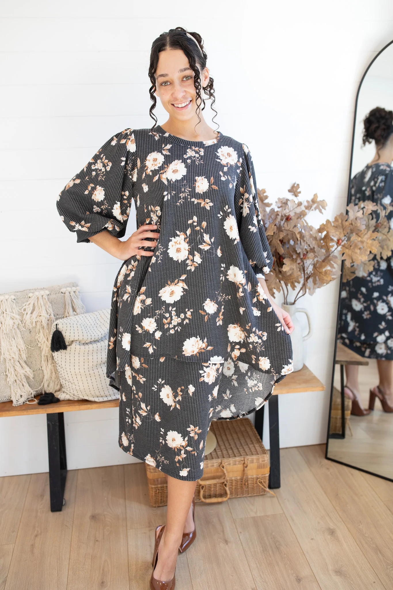 Brooklynn Skirt- Charcoal Floral - Image 2