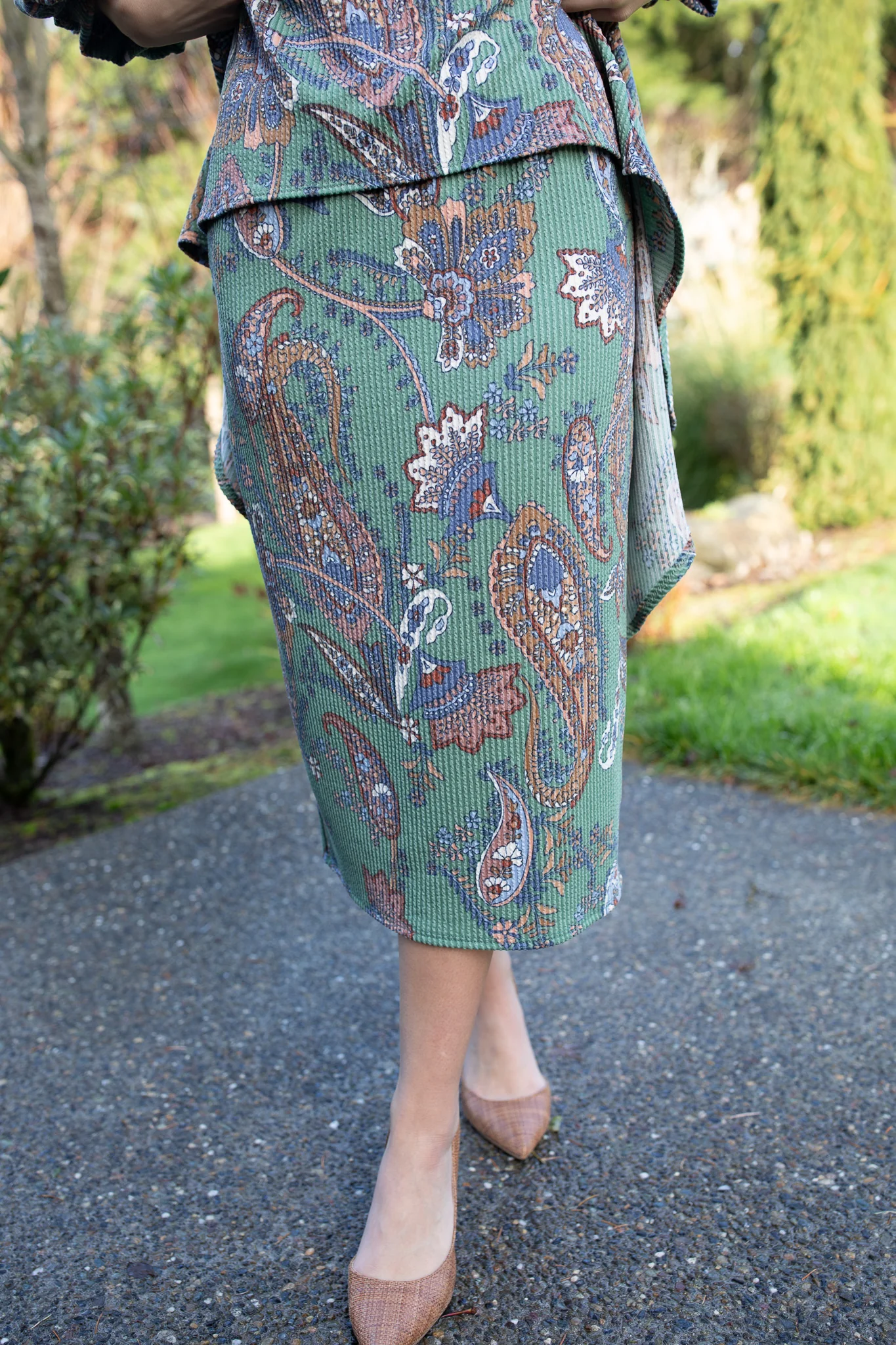 Brooklynn Skirt - Green Paisley