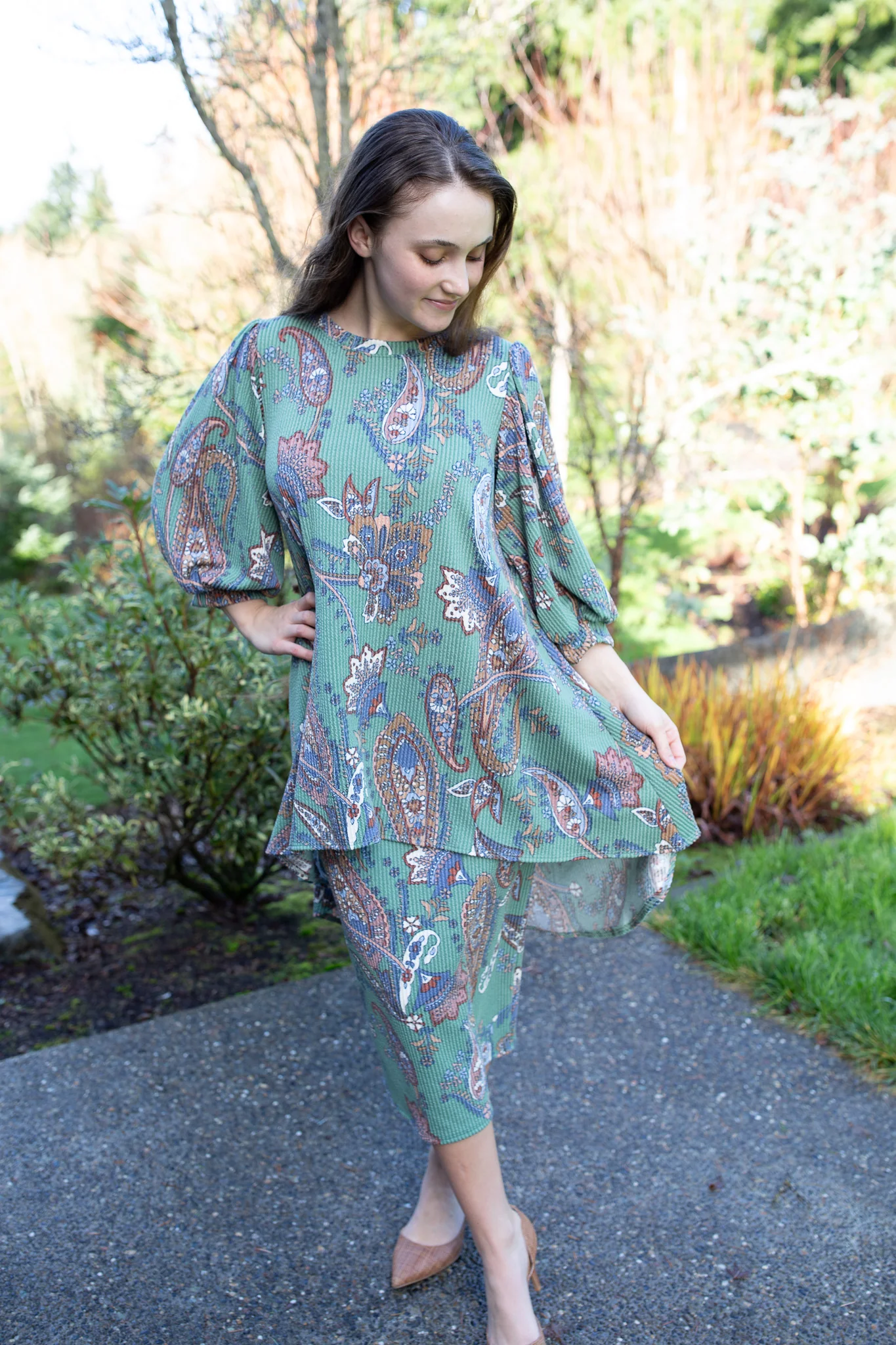 Brooklynn Skirt - Green Paisley - Image 2