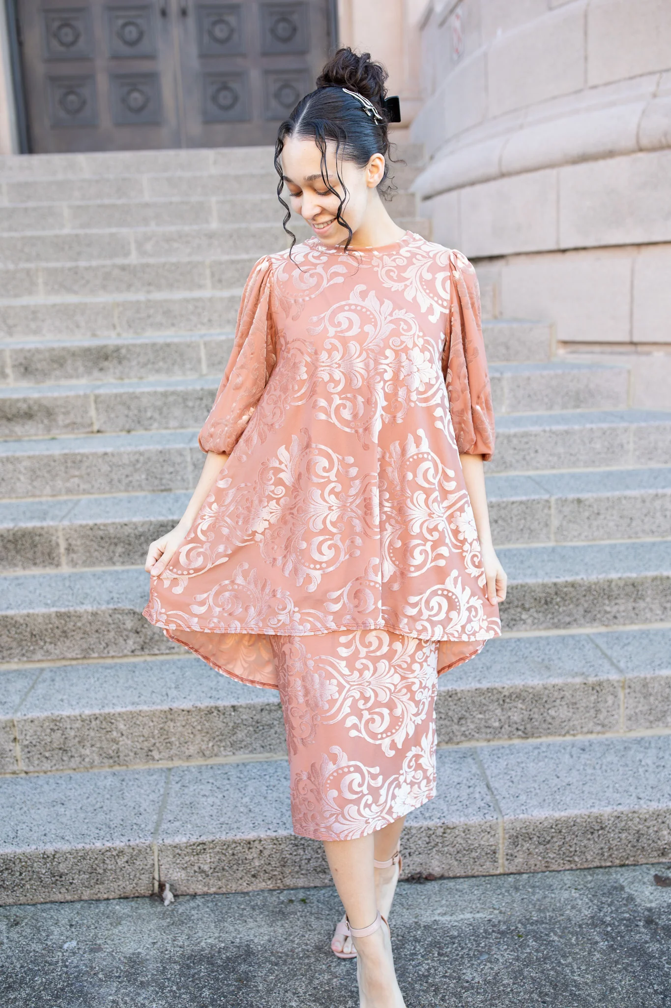 Brooklynn Skirt - Peach Velvet - Image 2