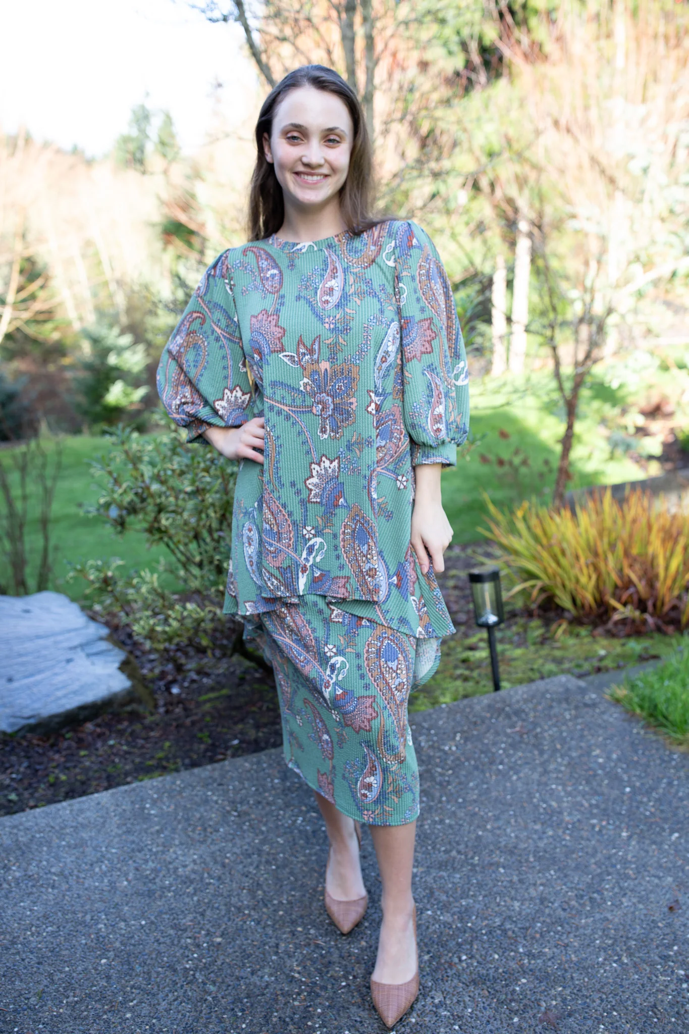Brooklynn Top - Green Paisley