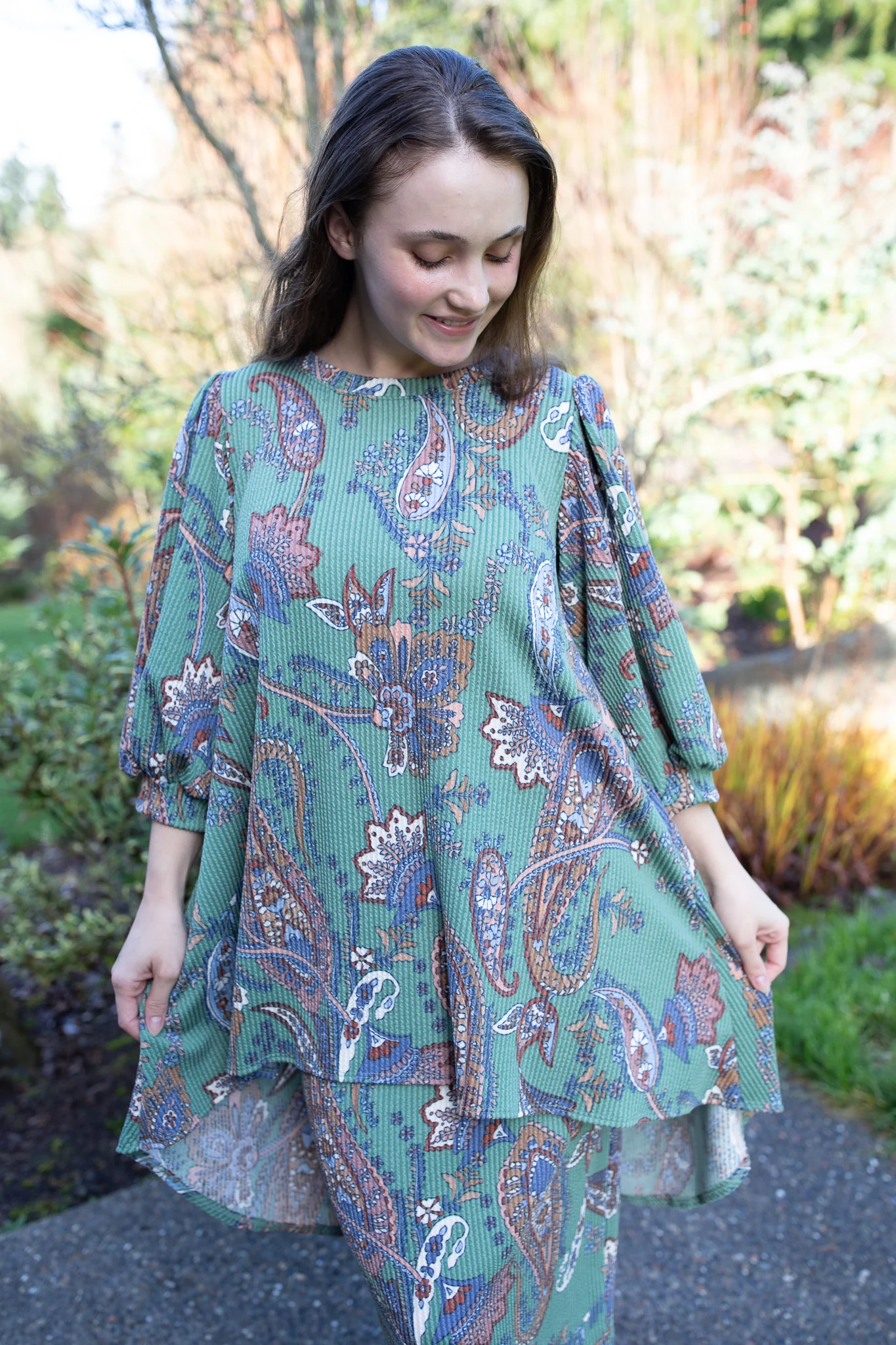 Brooklynn Top - Green Paisley - Image 2