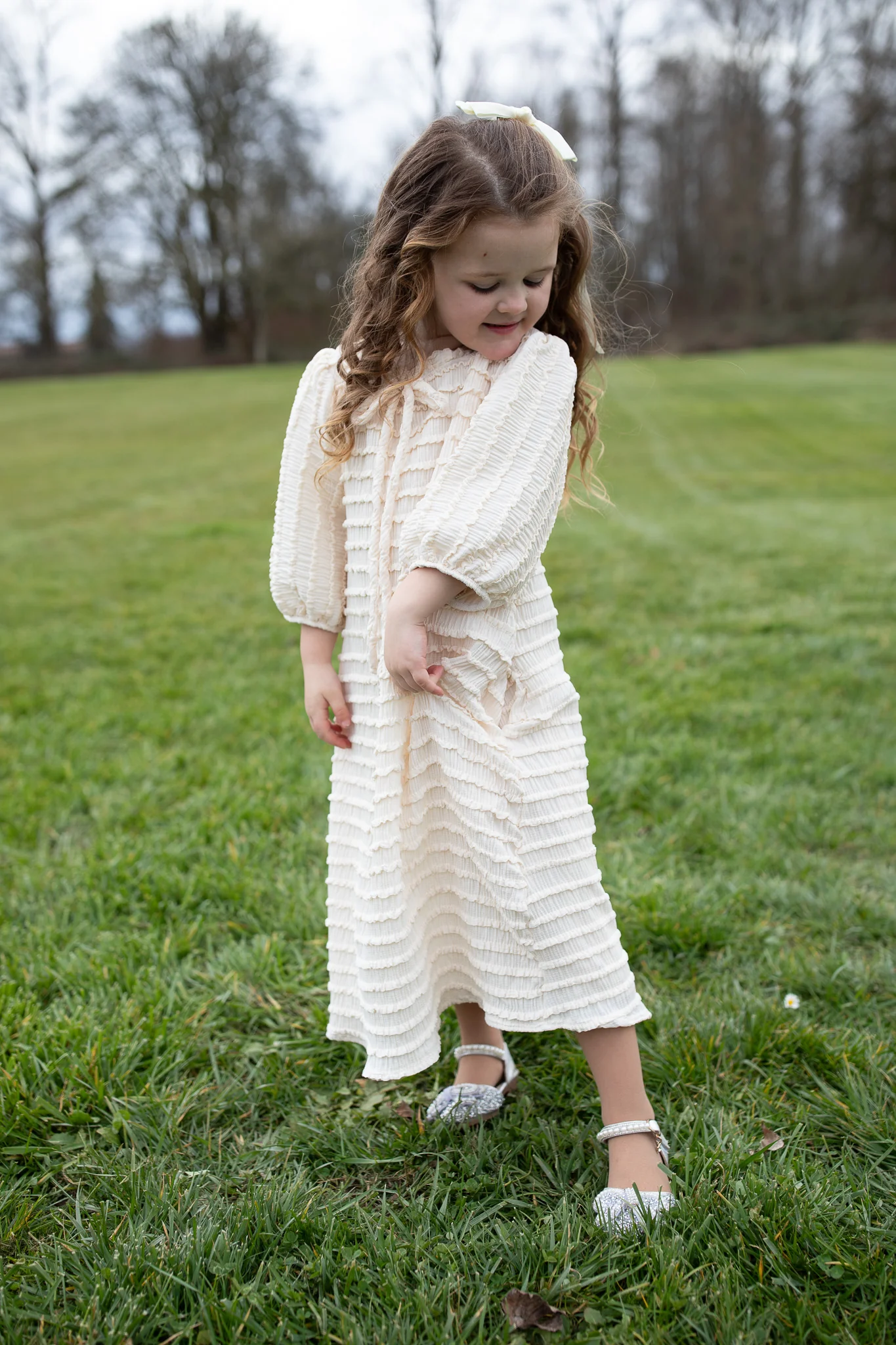 Cassandra Dress - Girls Cream Ruffle - Image 3
