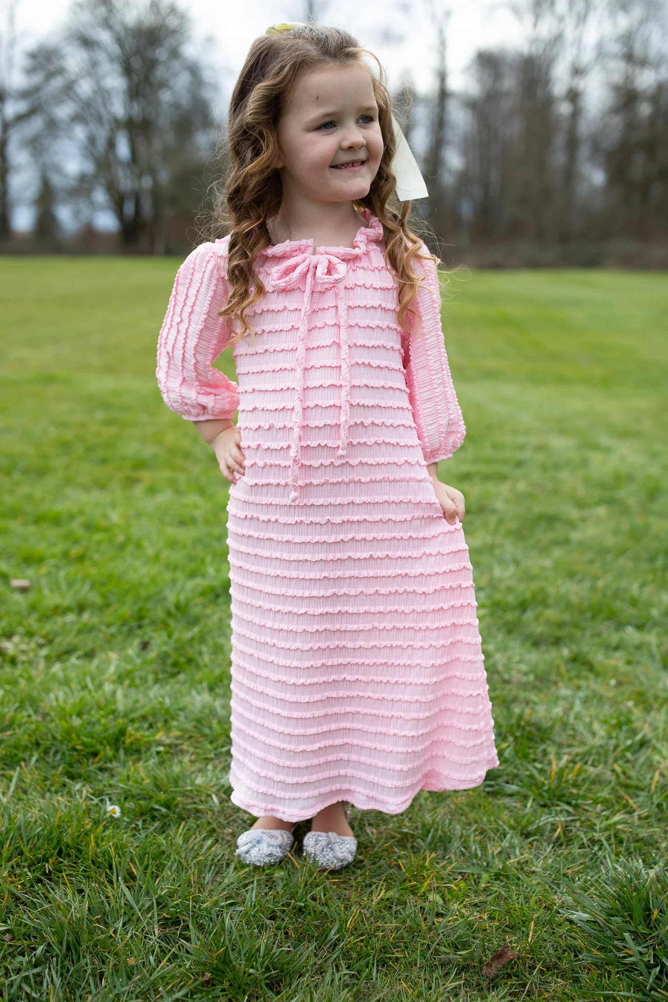 Cassandra Dress - Girls Pink Ruffle - Image 4