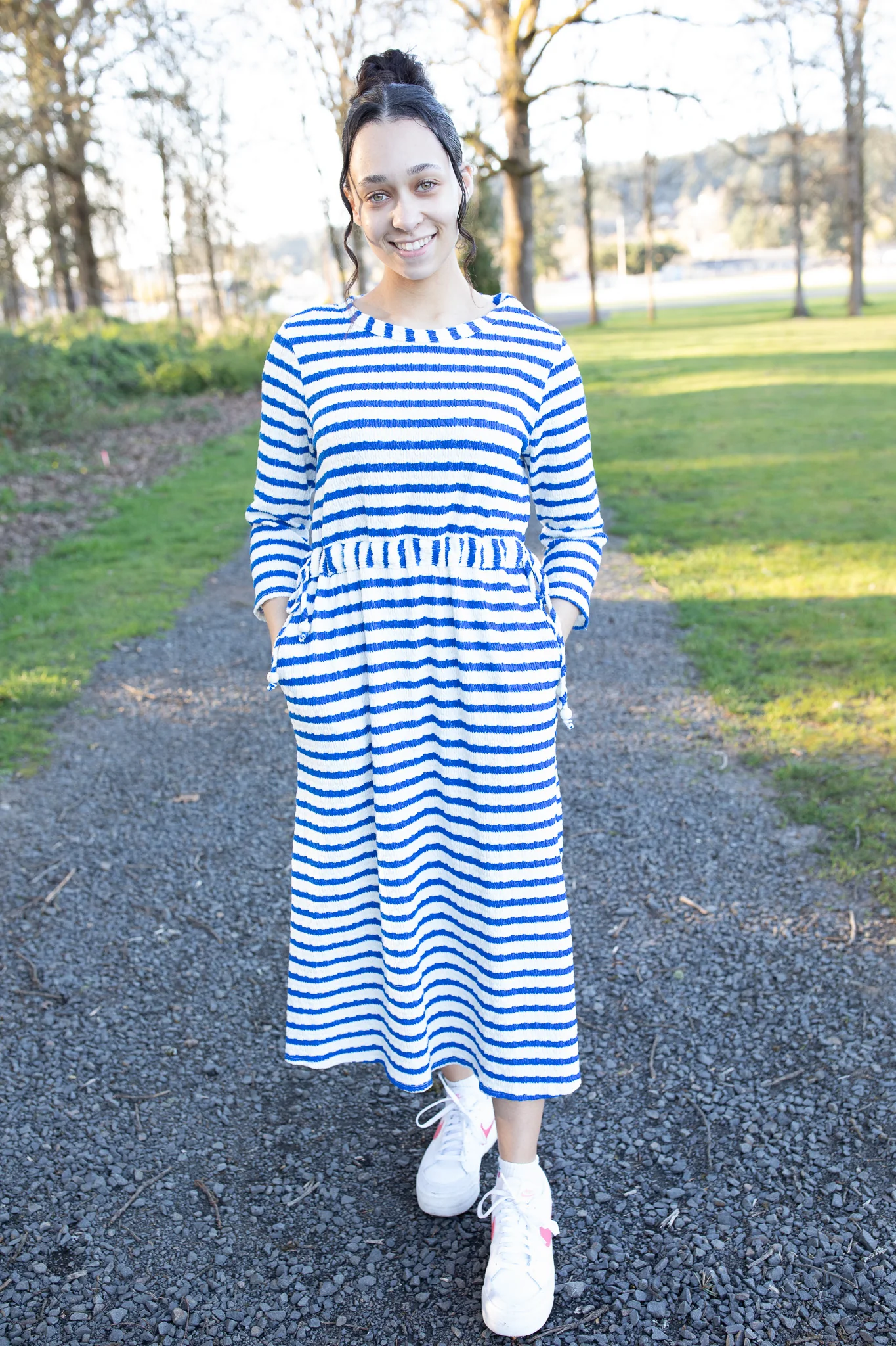 Casual Lounge Dress -Stripes - Image 2