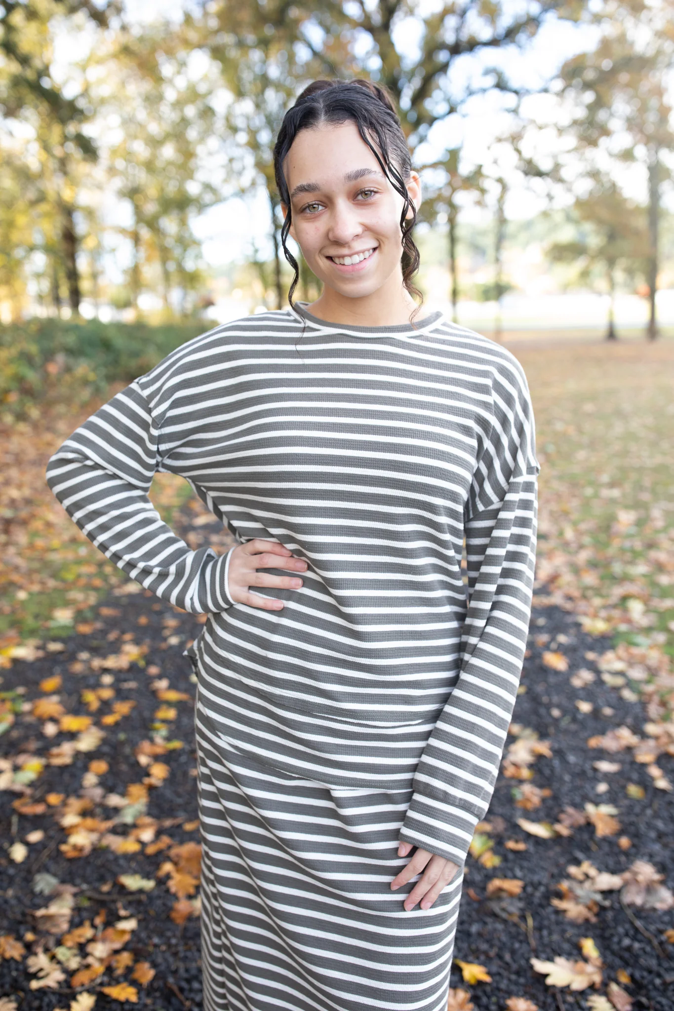 Comfy Moments - Stripped Olive Top - Image 3