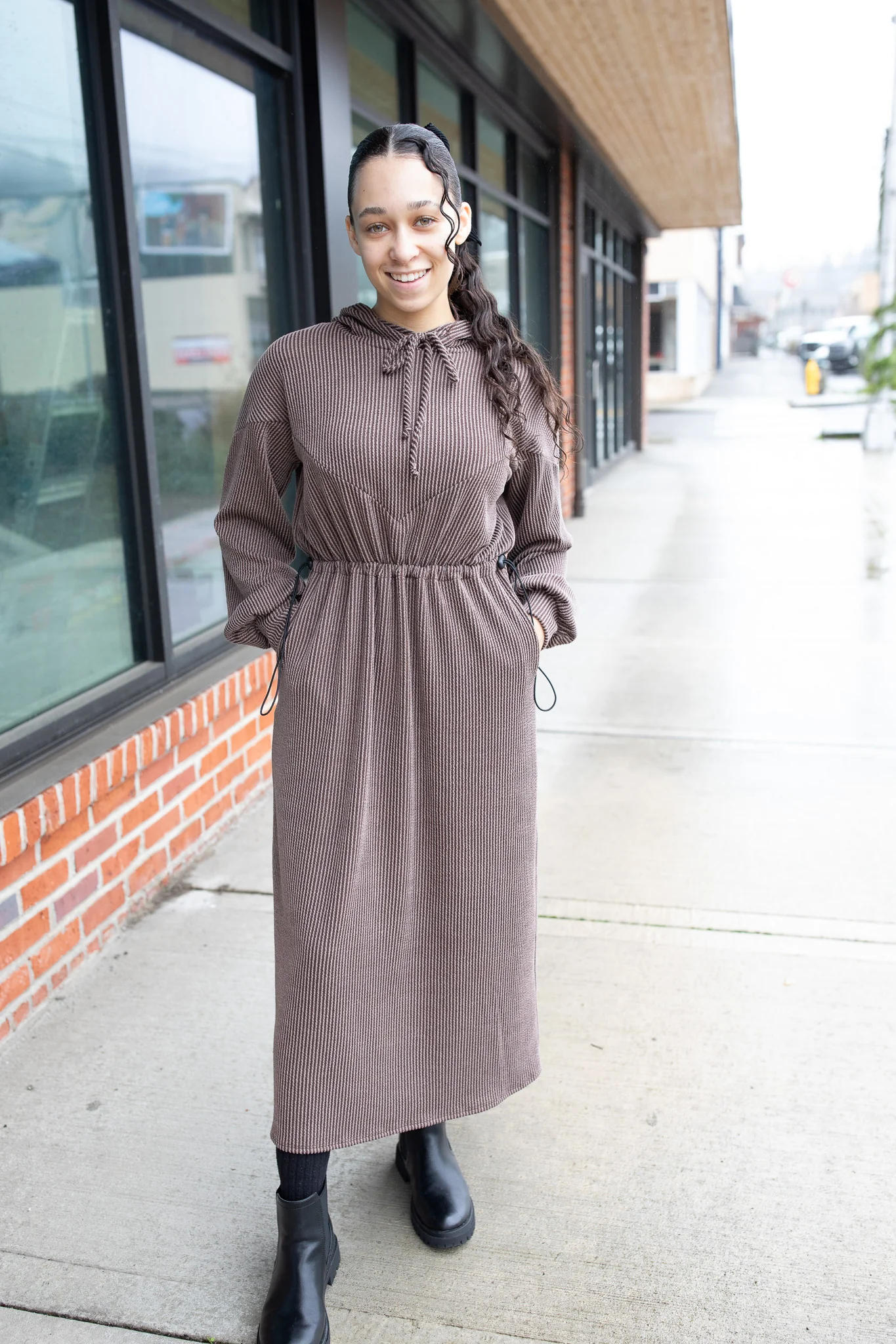 Cozy In Winter Hooded Dress - Image 2