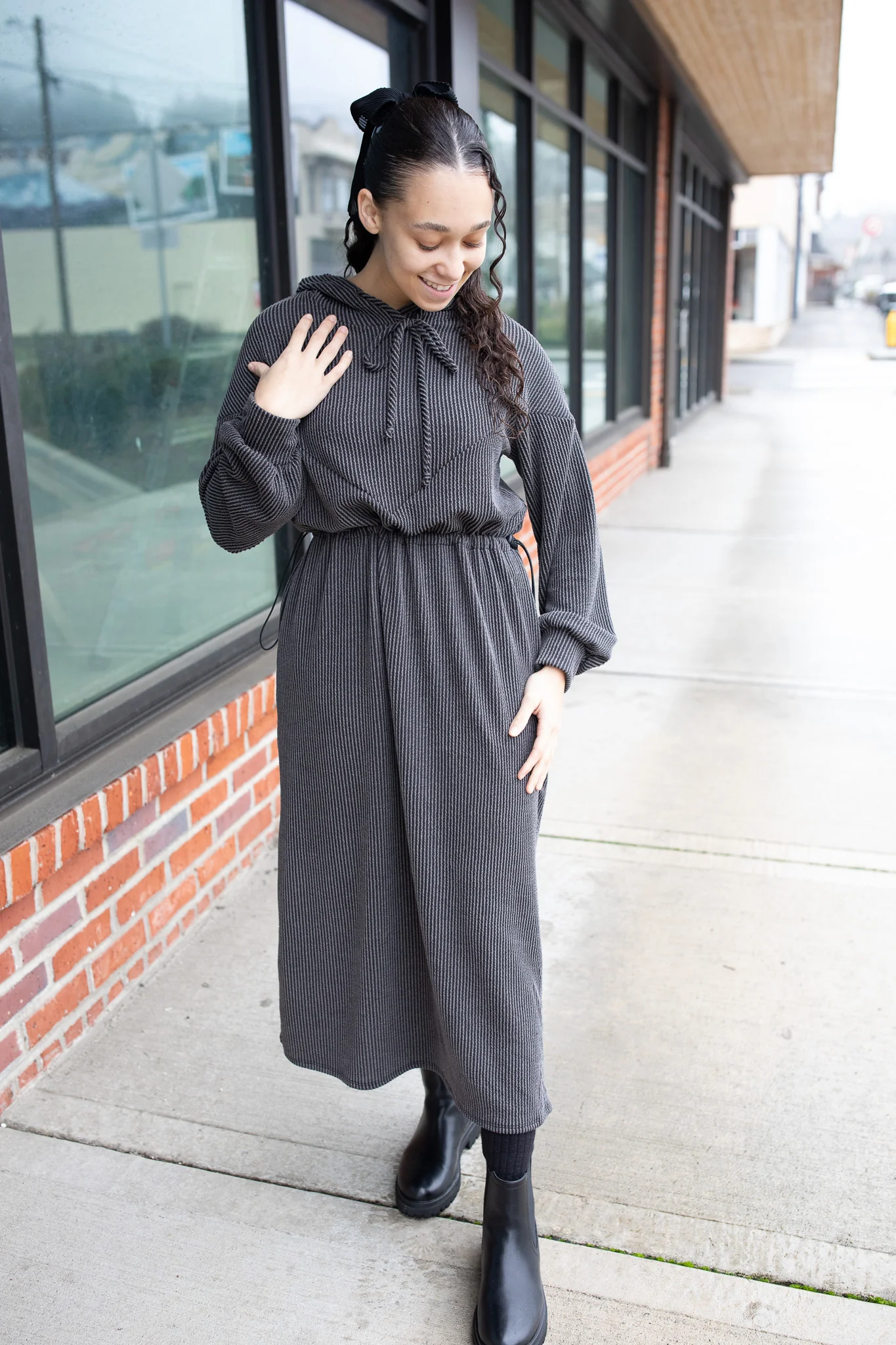 Cozy In Winter Hooded Dress - Image 3