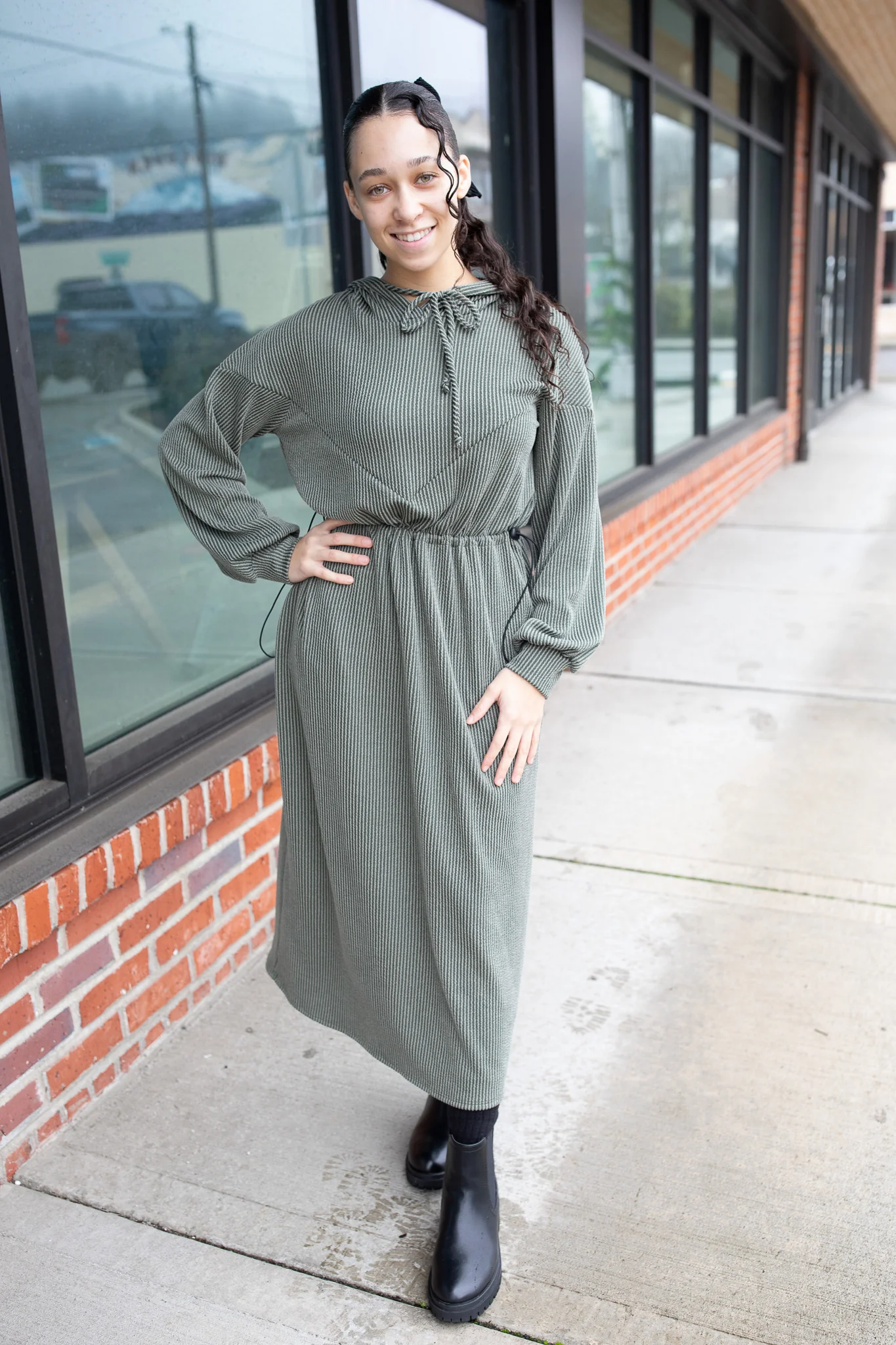 Cozy In Winter Hooded Dress - Image 6