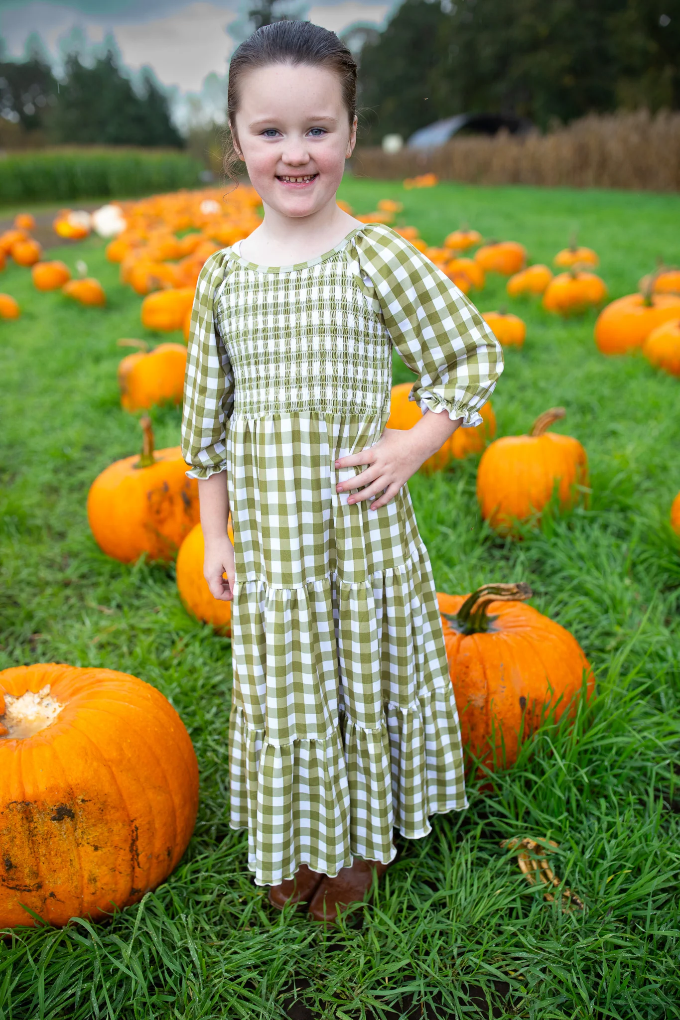 Fall Kyrah Gingham Smocked Dress - Girl's - Image 2