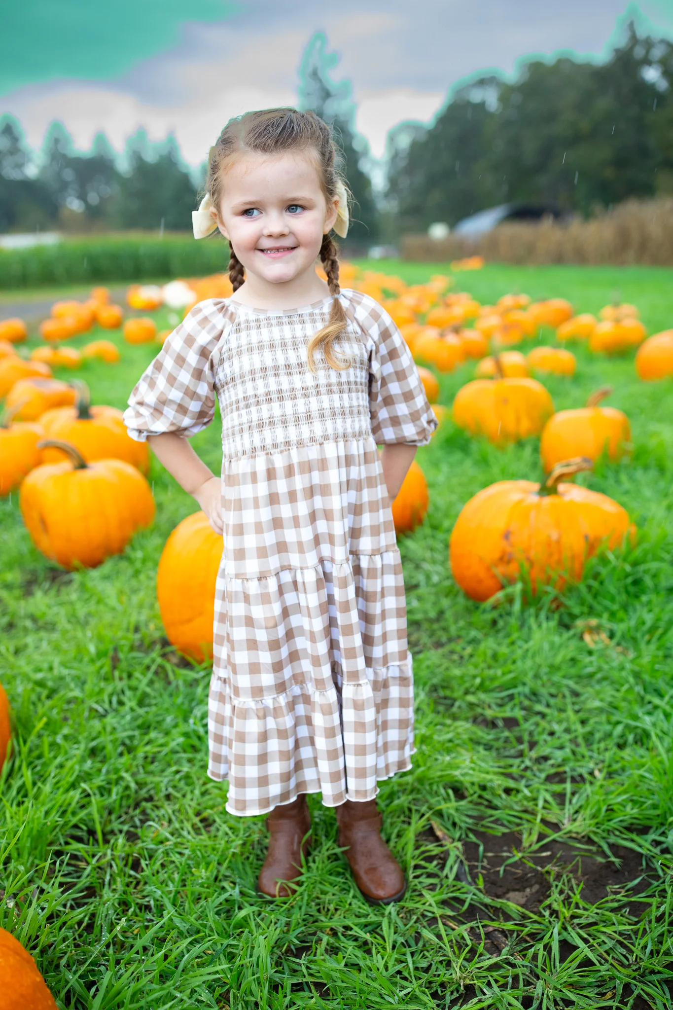 Fall Kyrah Gingham Smocked Dress - Girl's - Image 3
