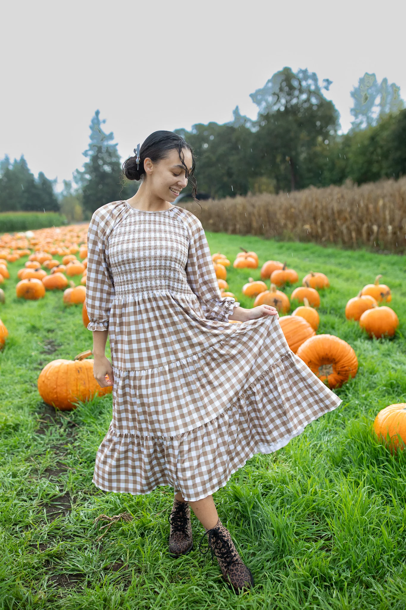 Fall Kyrah Smocked Gingham Dress - Image 2