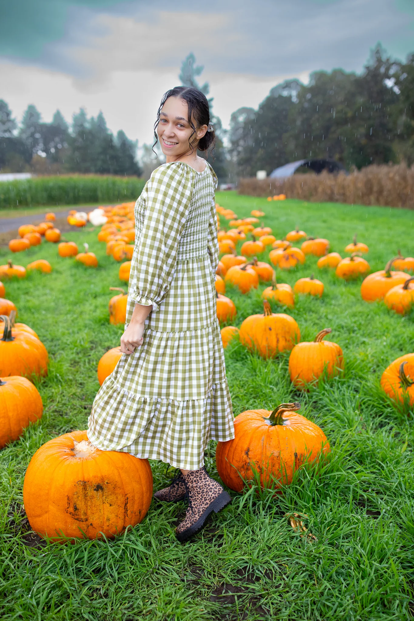 Fall Kyrah Smocked Gingham Dress - Image 3
