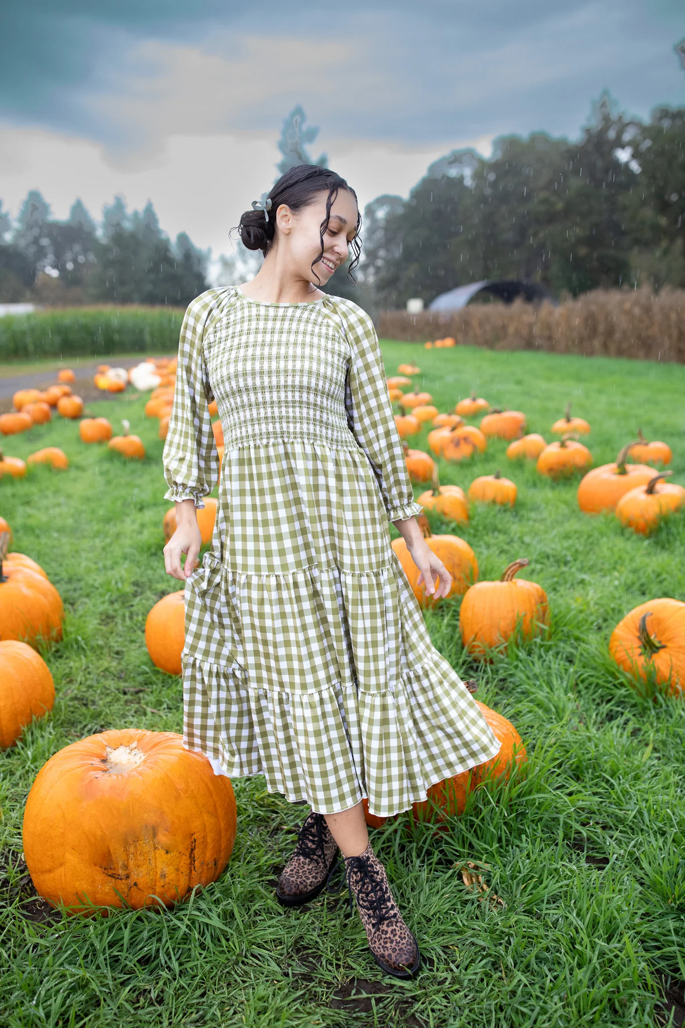 Fall Kyrah Smocked Gingham Dress - Image 5