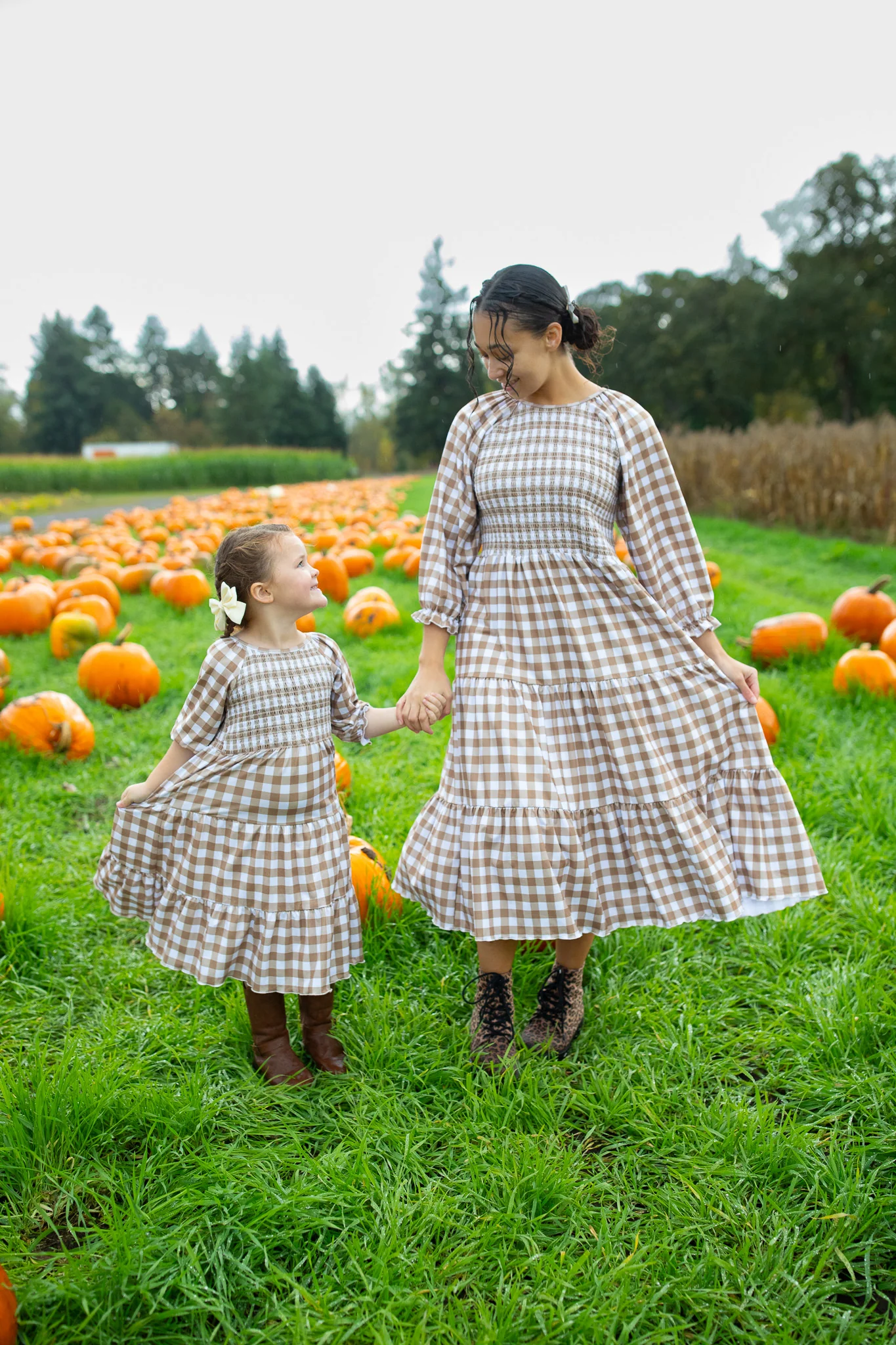 Fall Kyrah Gingham Smocked Dress - Girl's