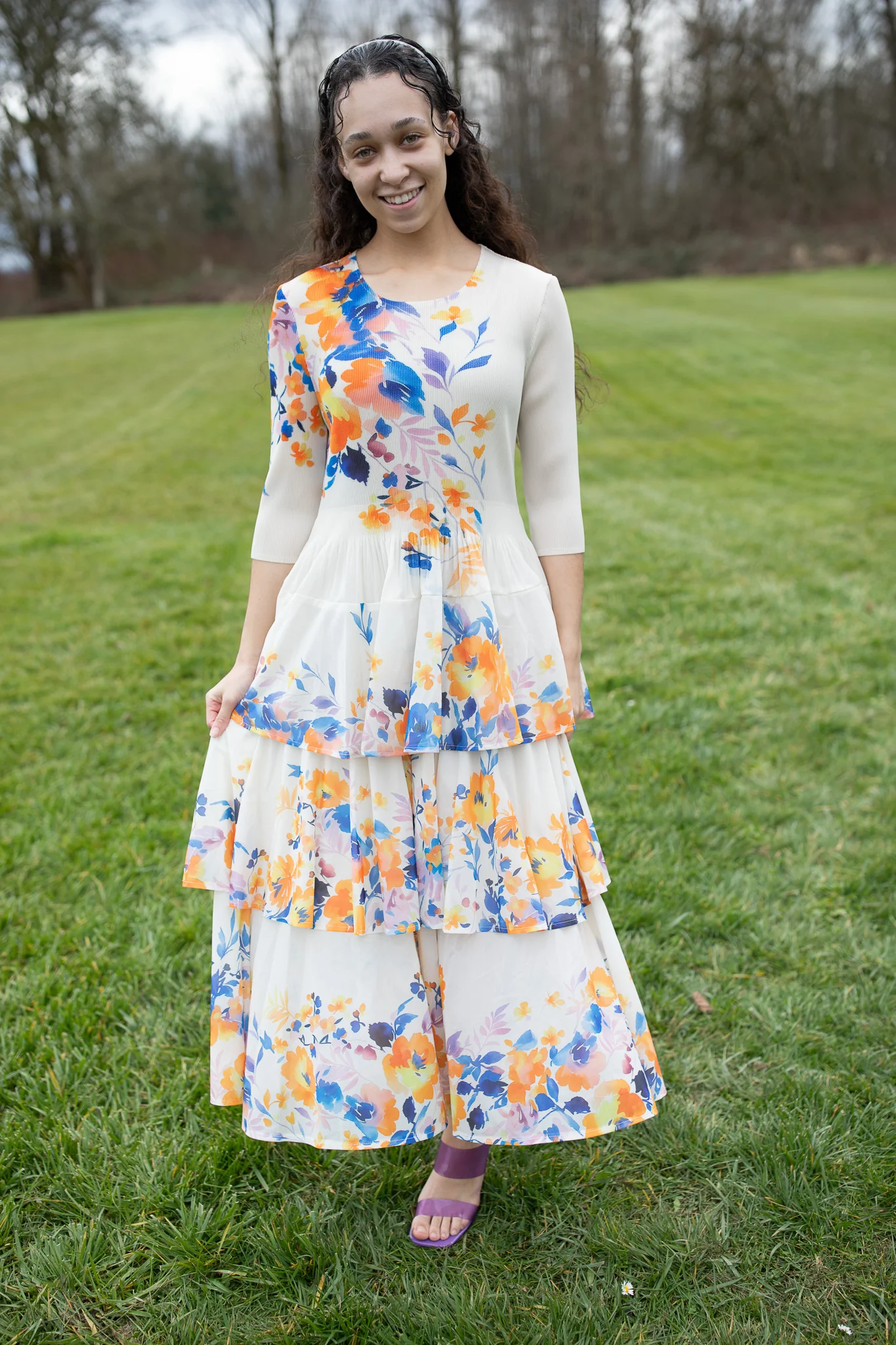 Graceful Layers - Blue & Orange Floral