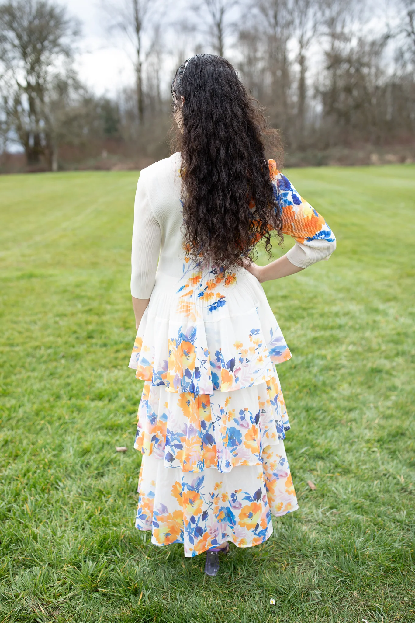 Graceful Layers - Blue & Orange Floral - Image 4