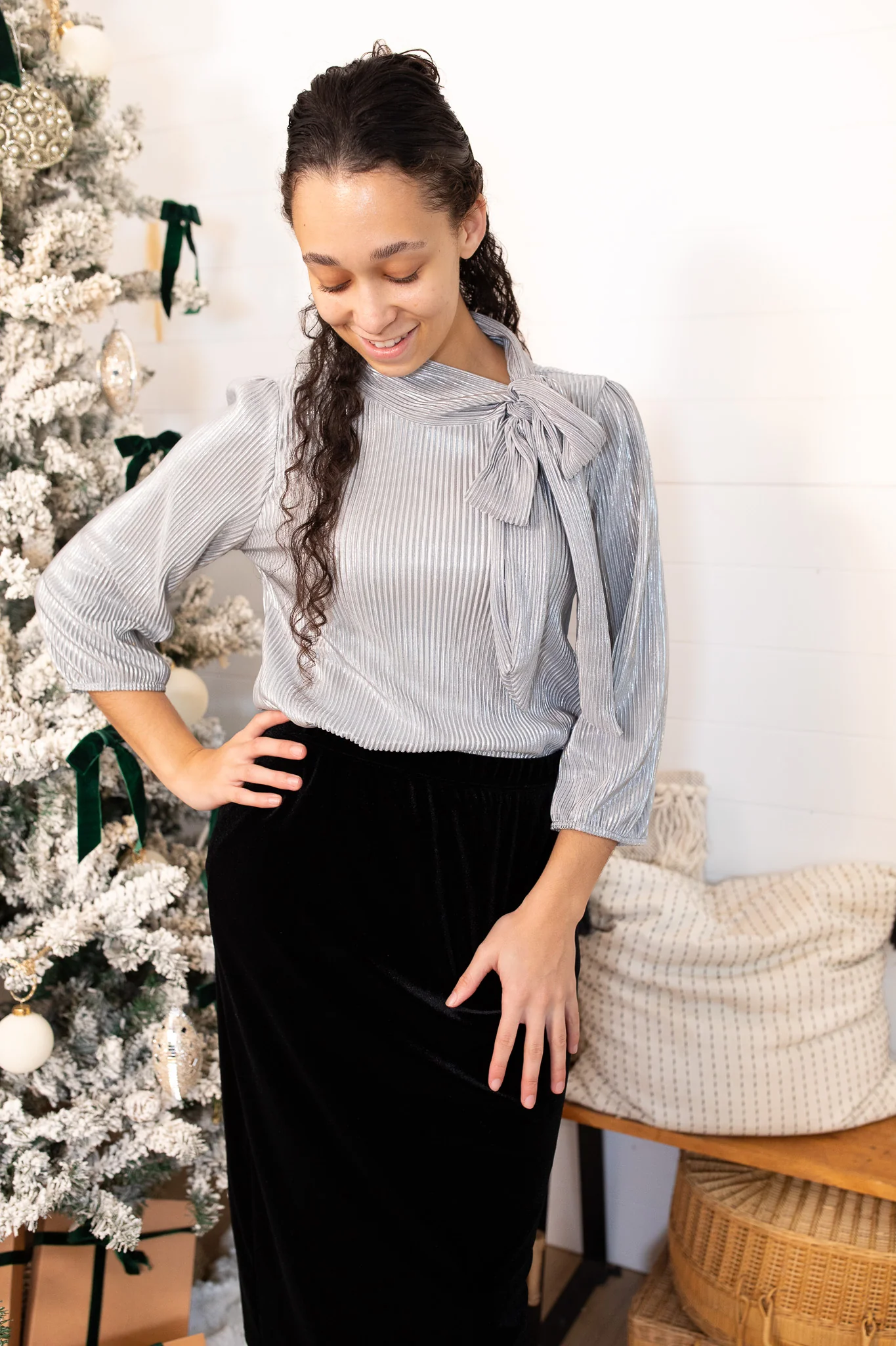 Holiday Shimmer Tie Top
