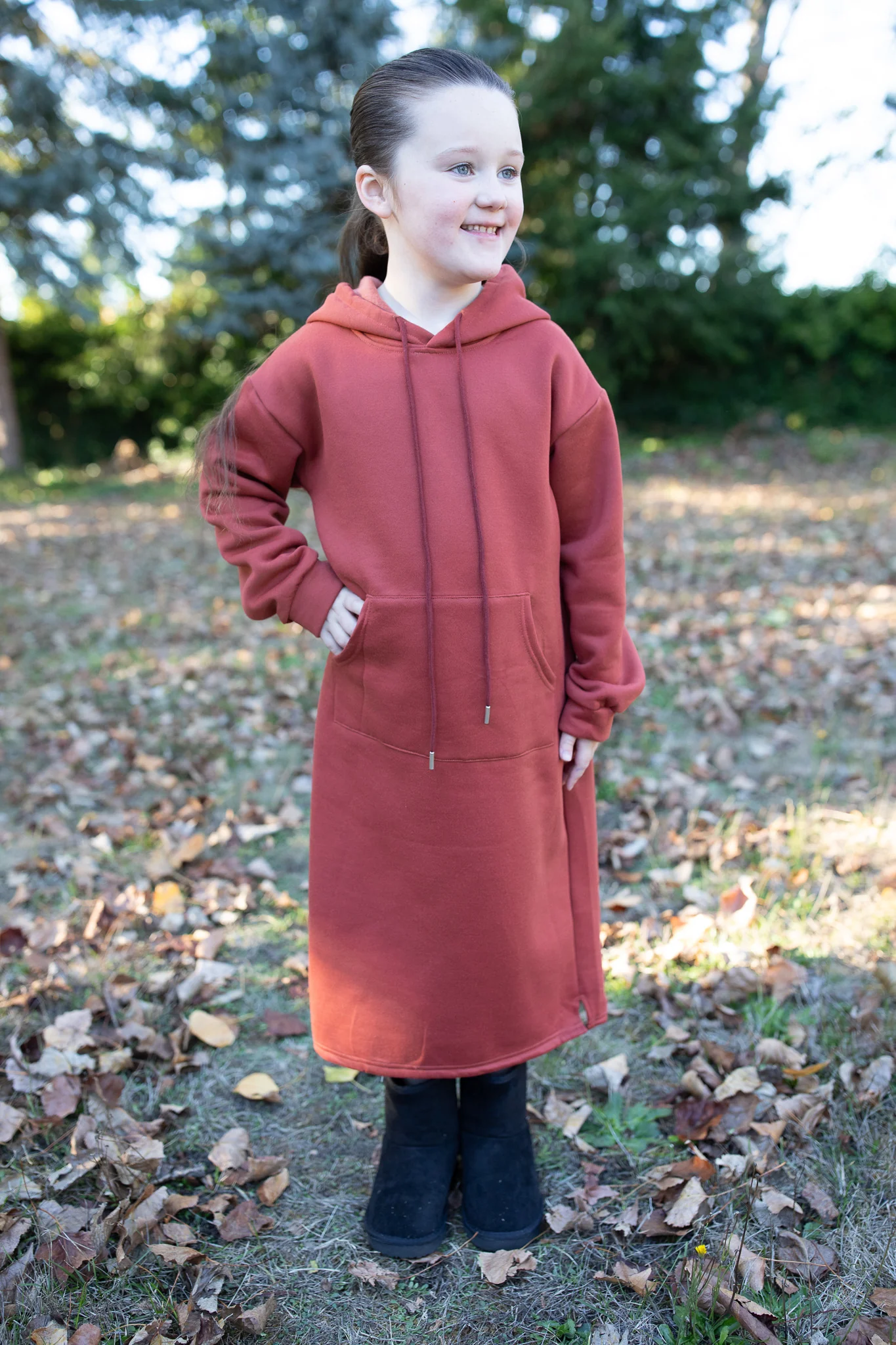 Fleece Lined Hoodie Dress - Girl's - Image 4