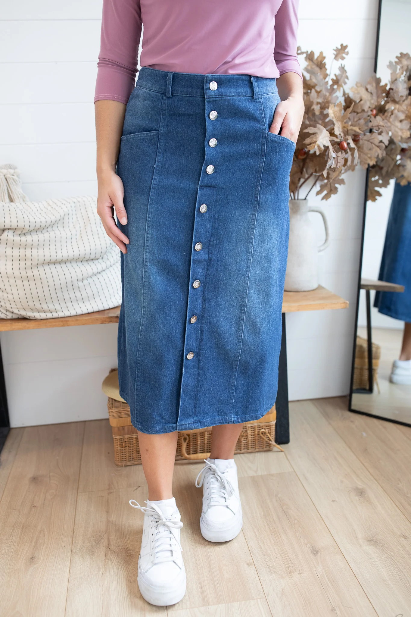 Indigo Button Down Skirt - Image 2