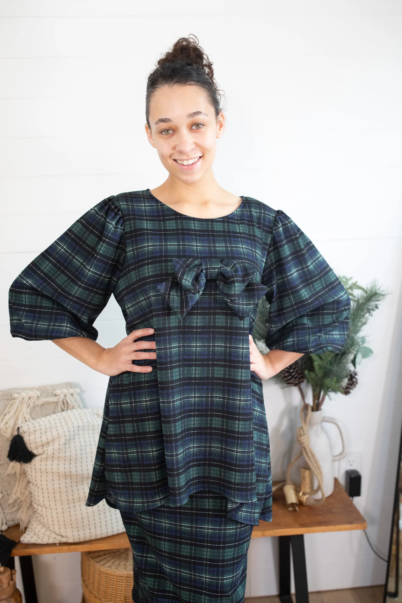 Lauren Plaid Bow Top - Image 2