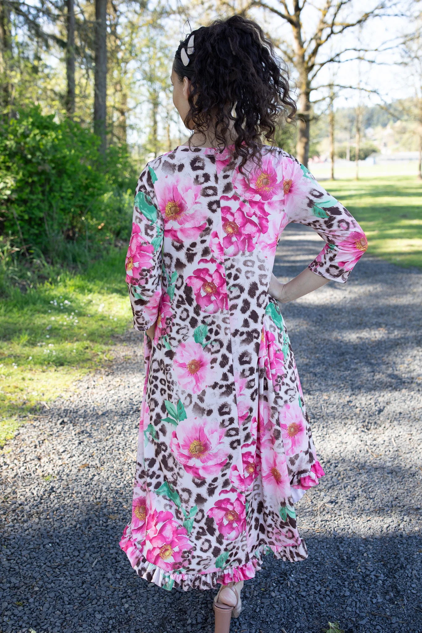 Leopard Floral Dress - Pink - Image 2