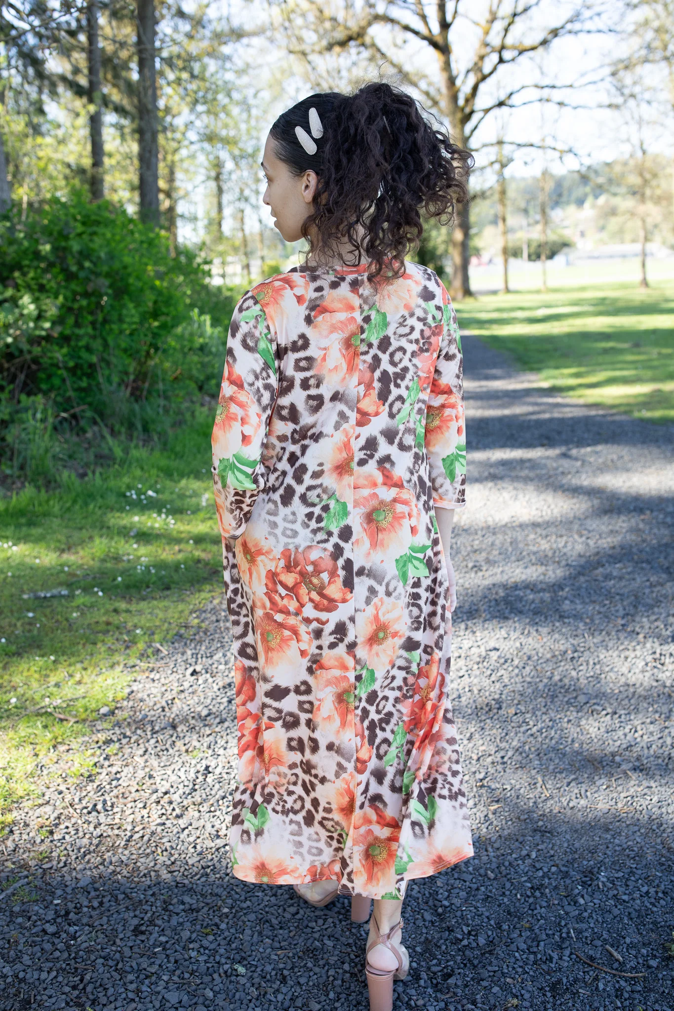 Leopard Floral Dress - Orange - Image 2