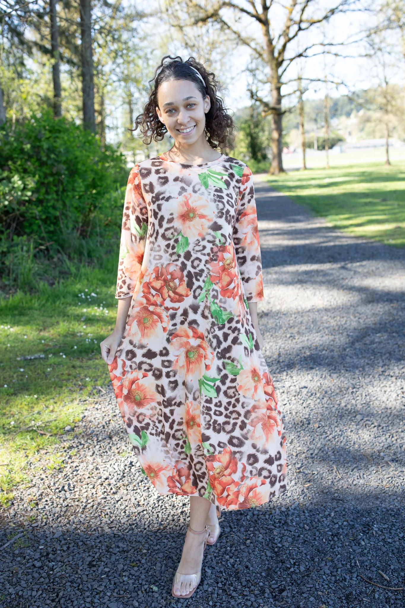 Leopard Floral Dress - Orange - Image 3