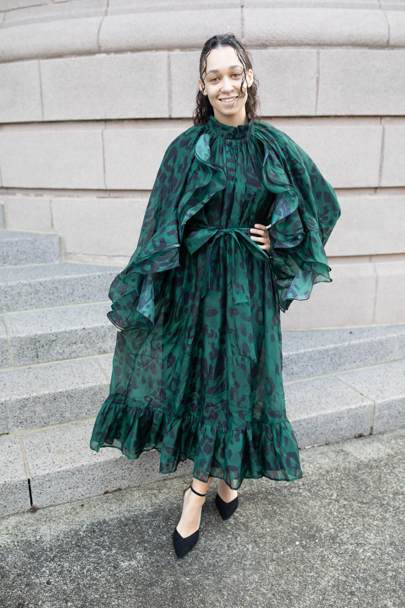 Leopard Ruffle Overlay Dress - Image 2