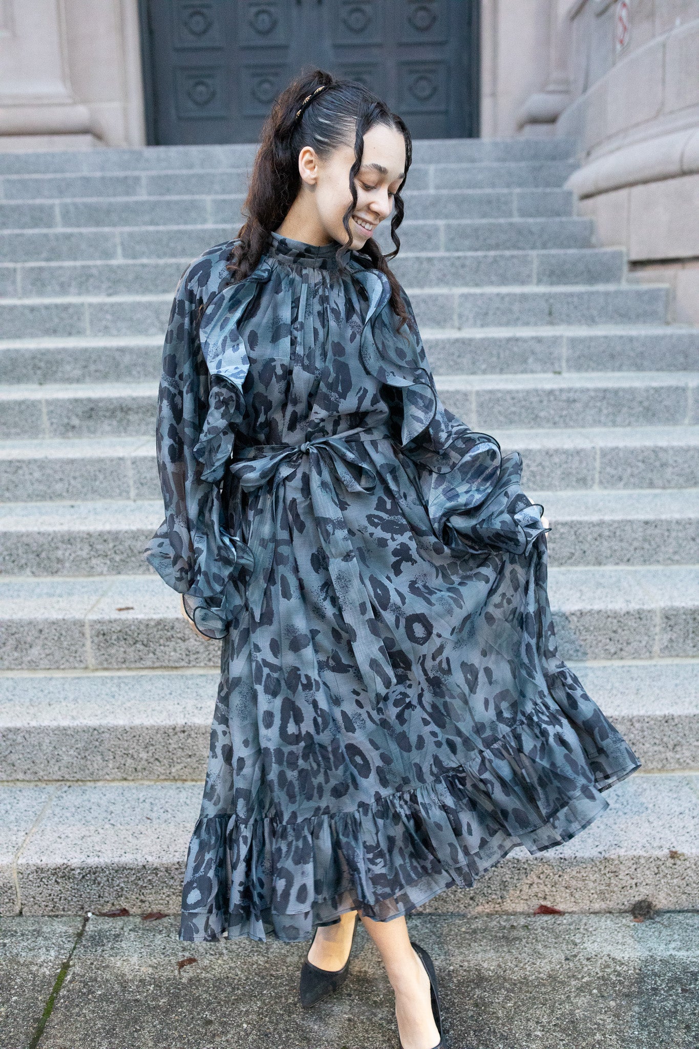 Leopard Ruffle Overlay Dress - Image 3