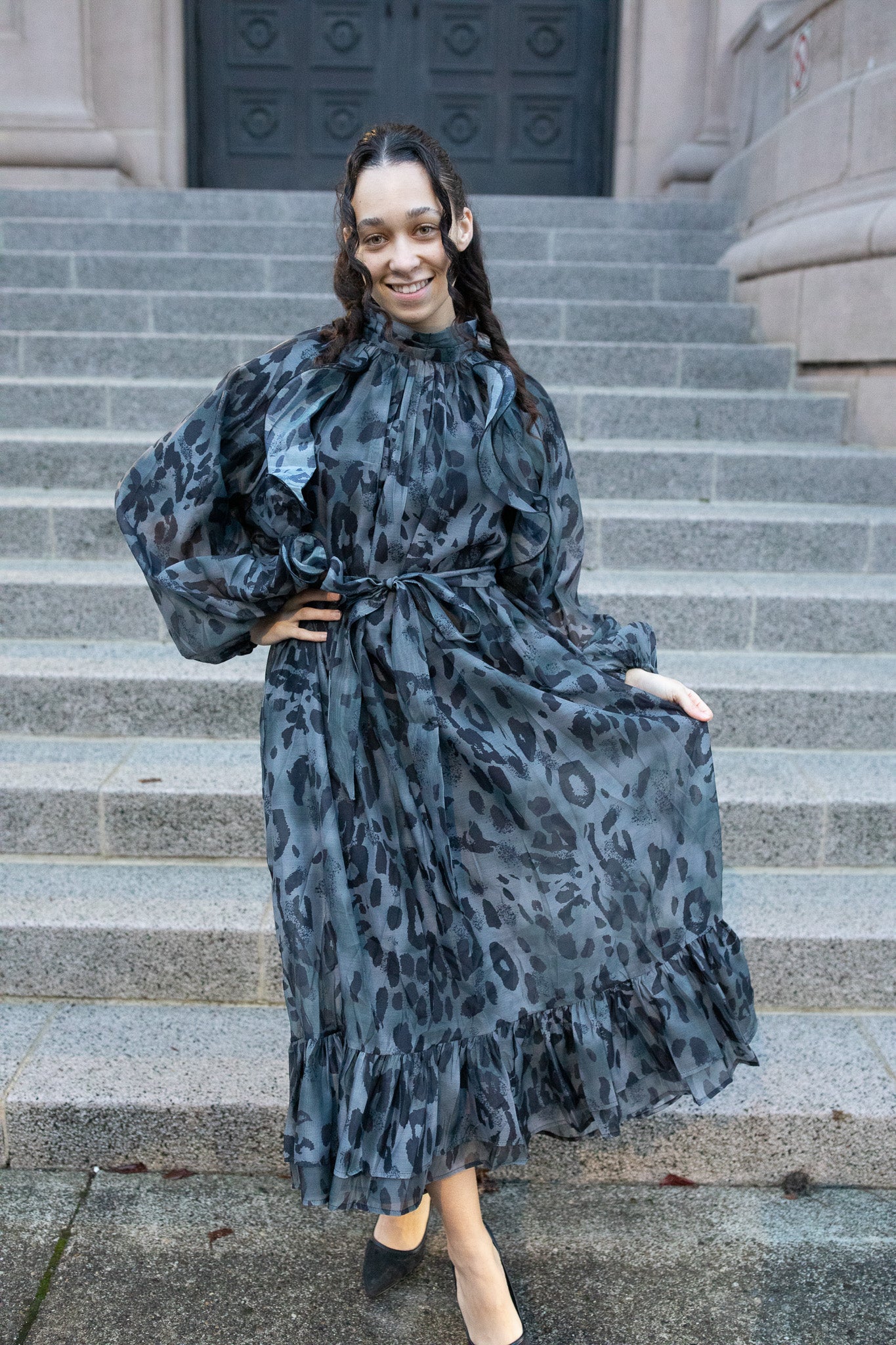 Leopard Ruffle Overlay Dress - Image 6