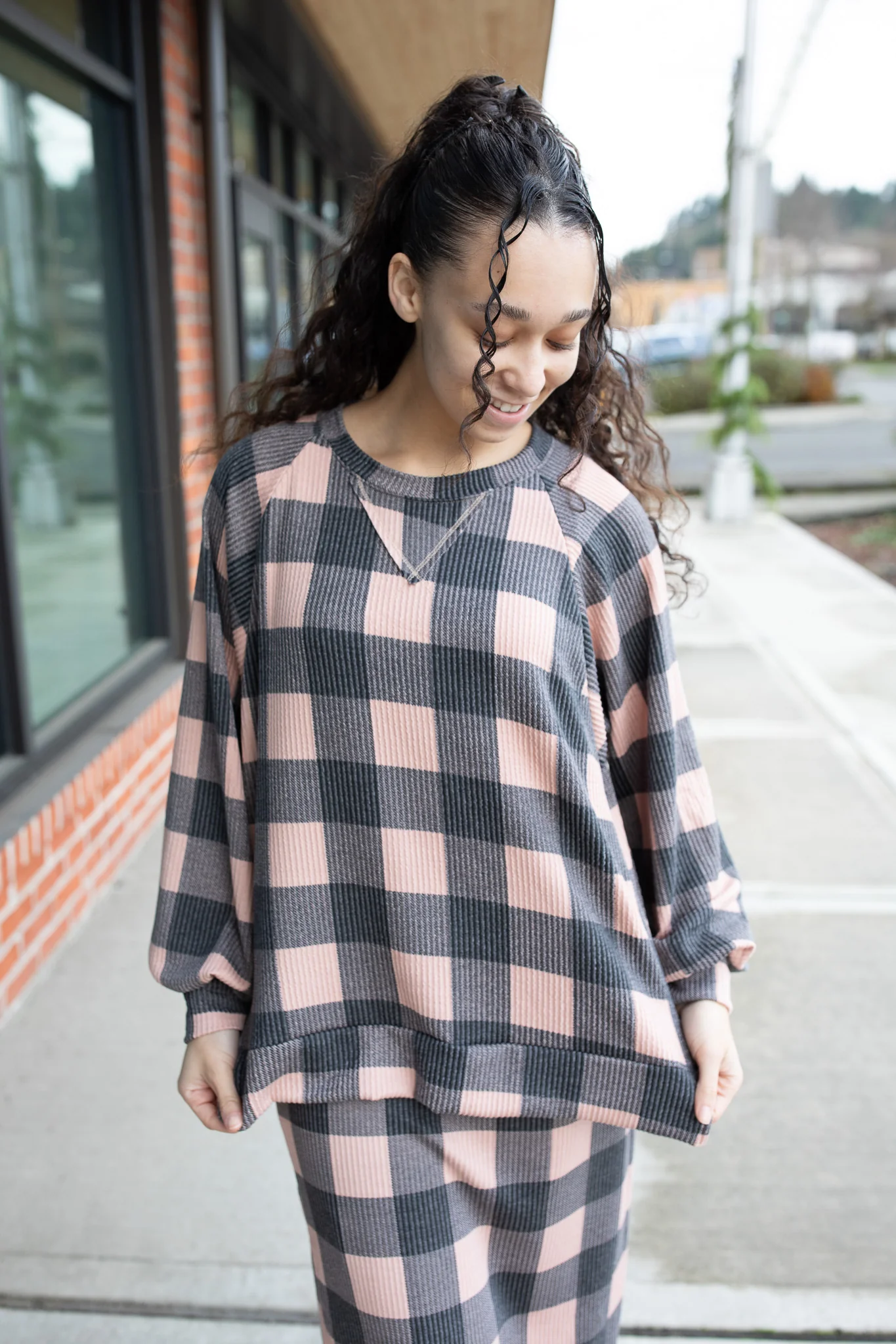 Lounge Top Ribbed Buffalo Plaid - Image 2