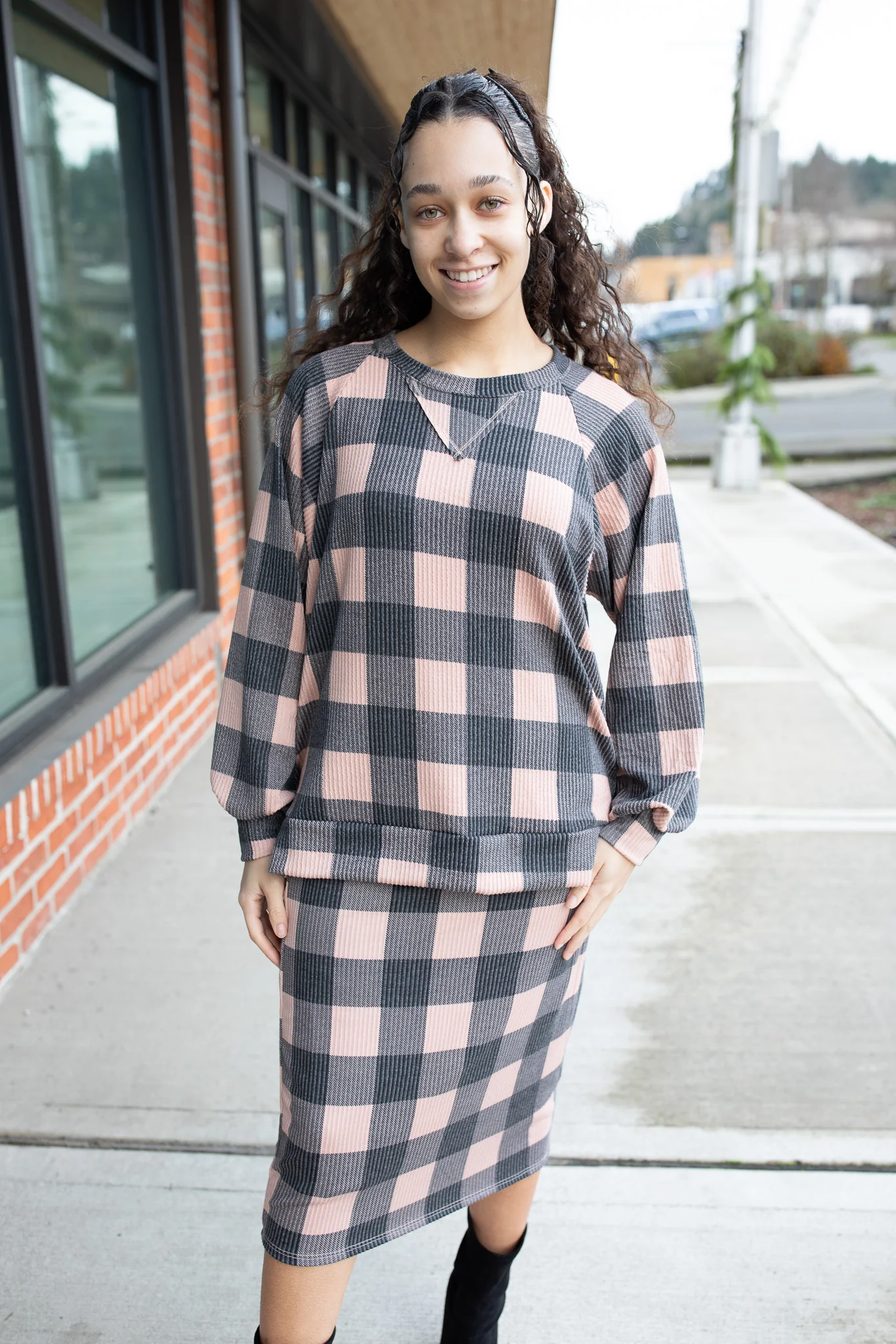 Lounge Top Ribbed Buffalo Plaid - Image 3