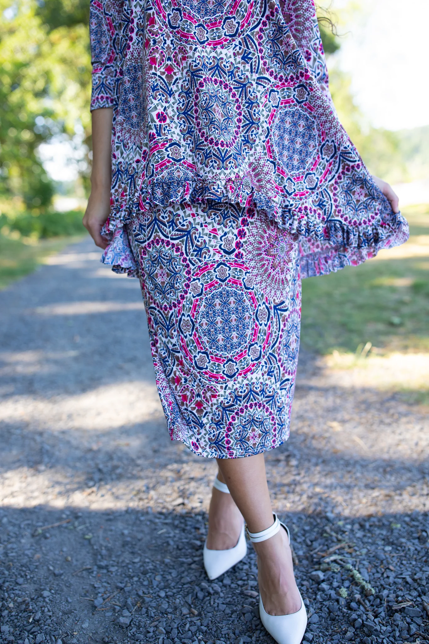 Magenta Swirls Pencil Skirt