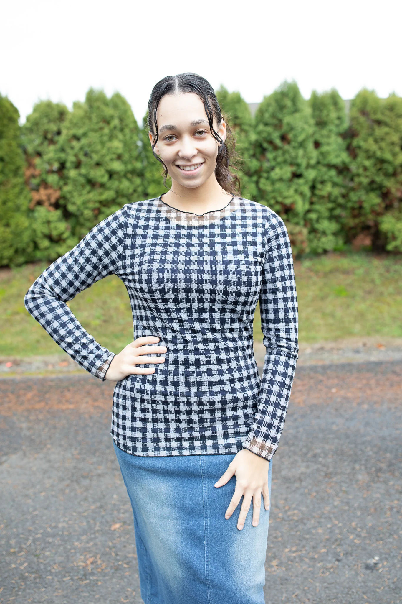 Mesh Layering Top - Gingham