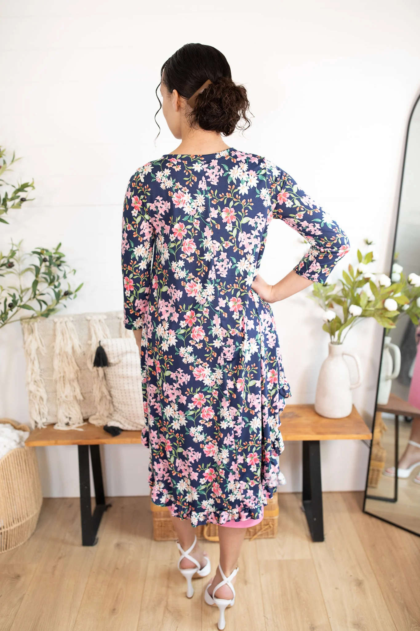 Navy Floral High Low Top - Image 3