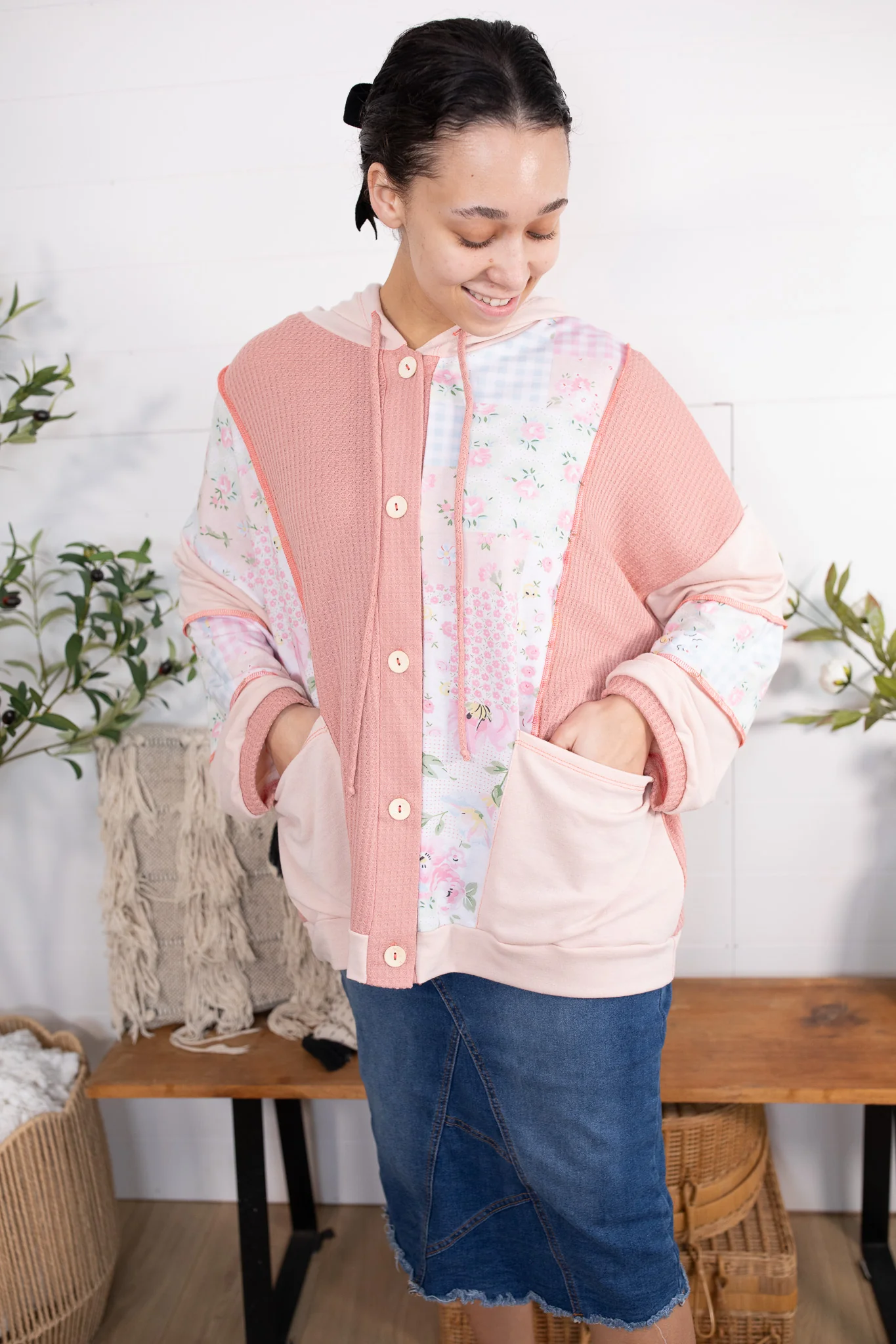 Oversized Hooded Jacket Top - Image 2