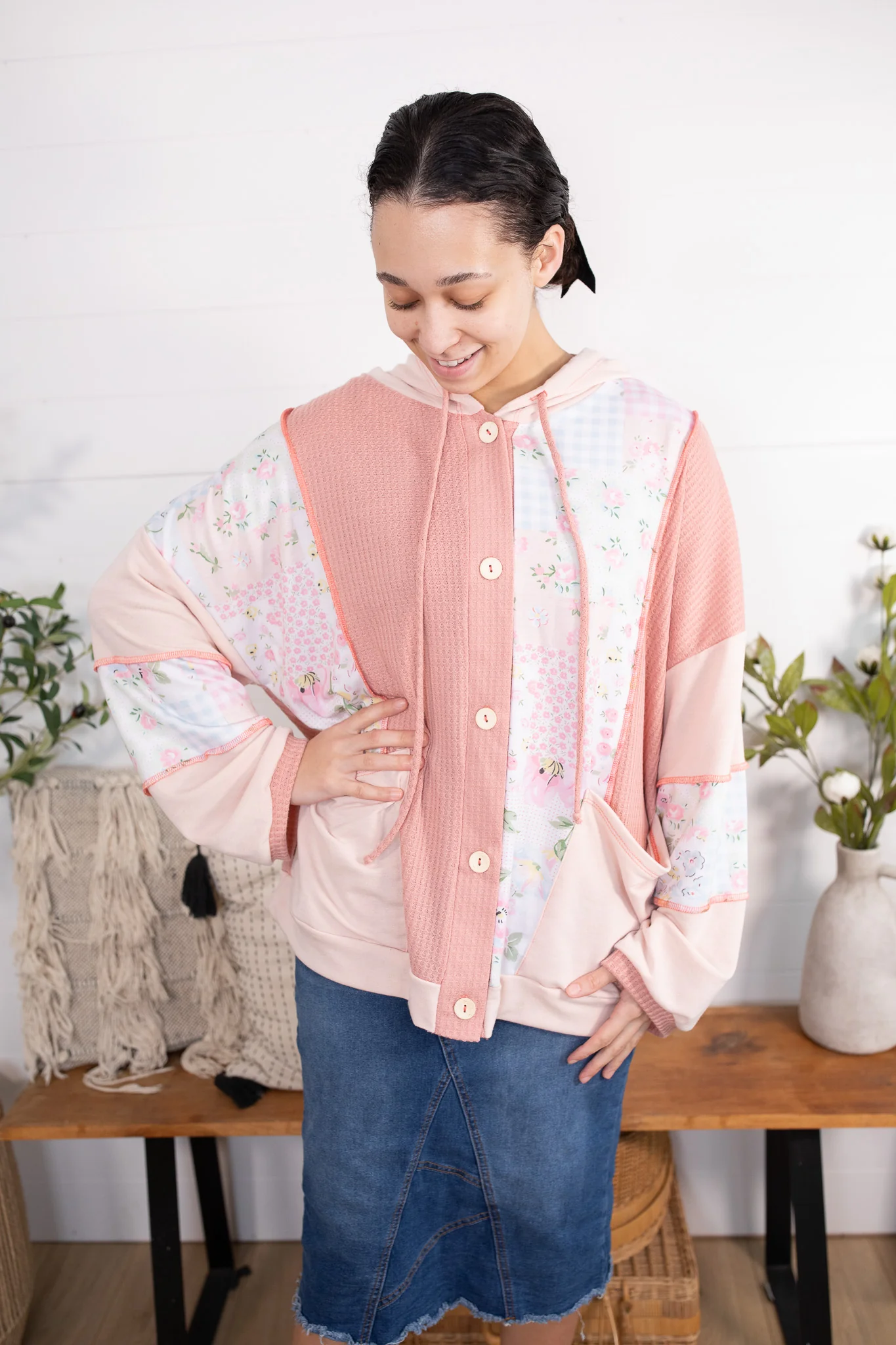 Oversized Hooded Jacket Top - Image 3