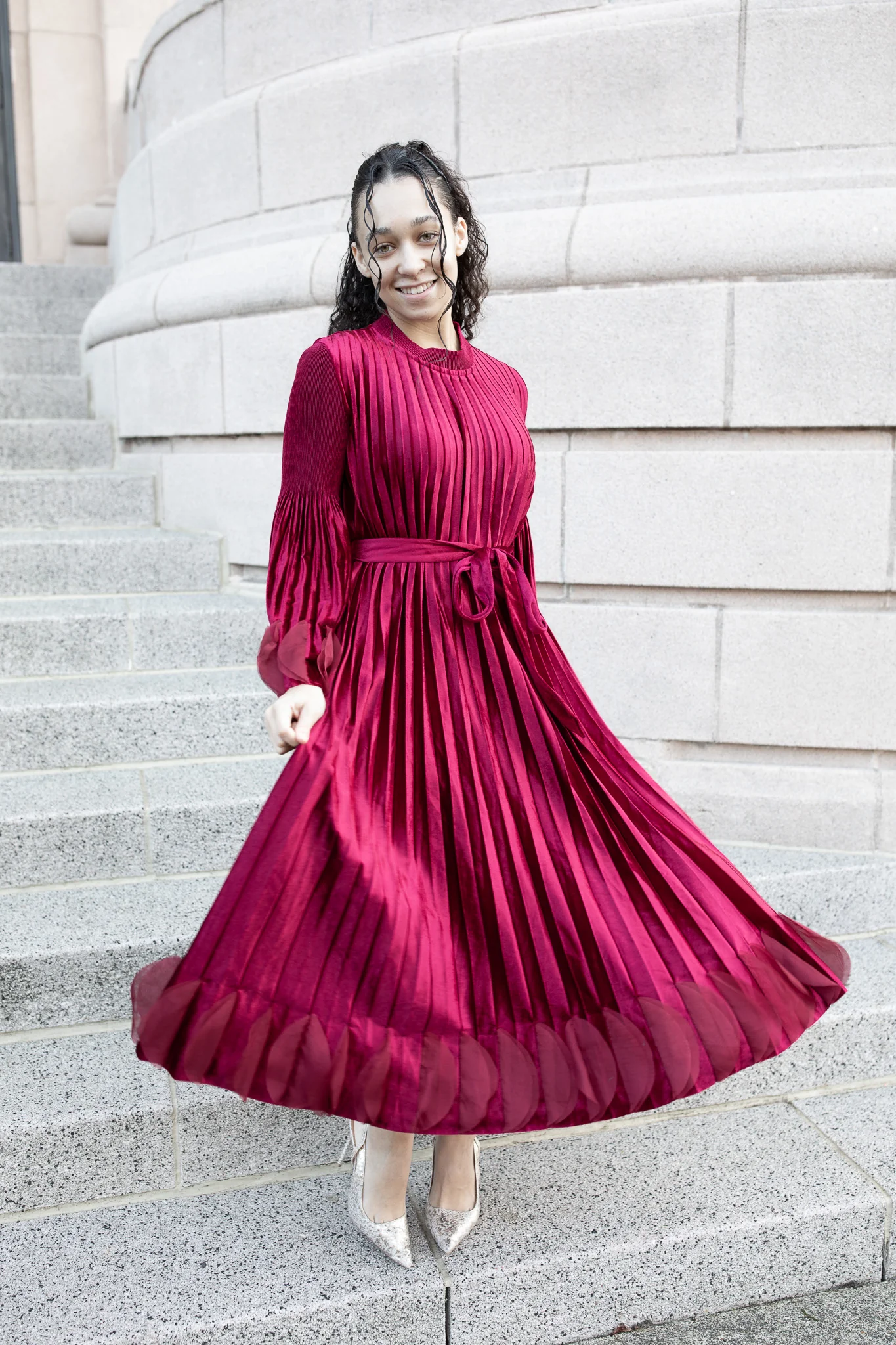 Pleated Velvet Dress