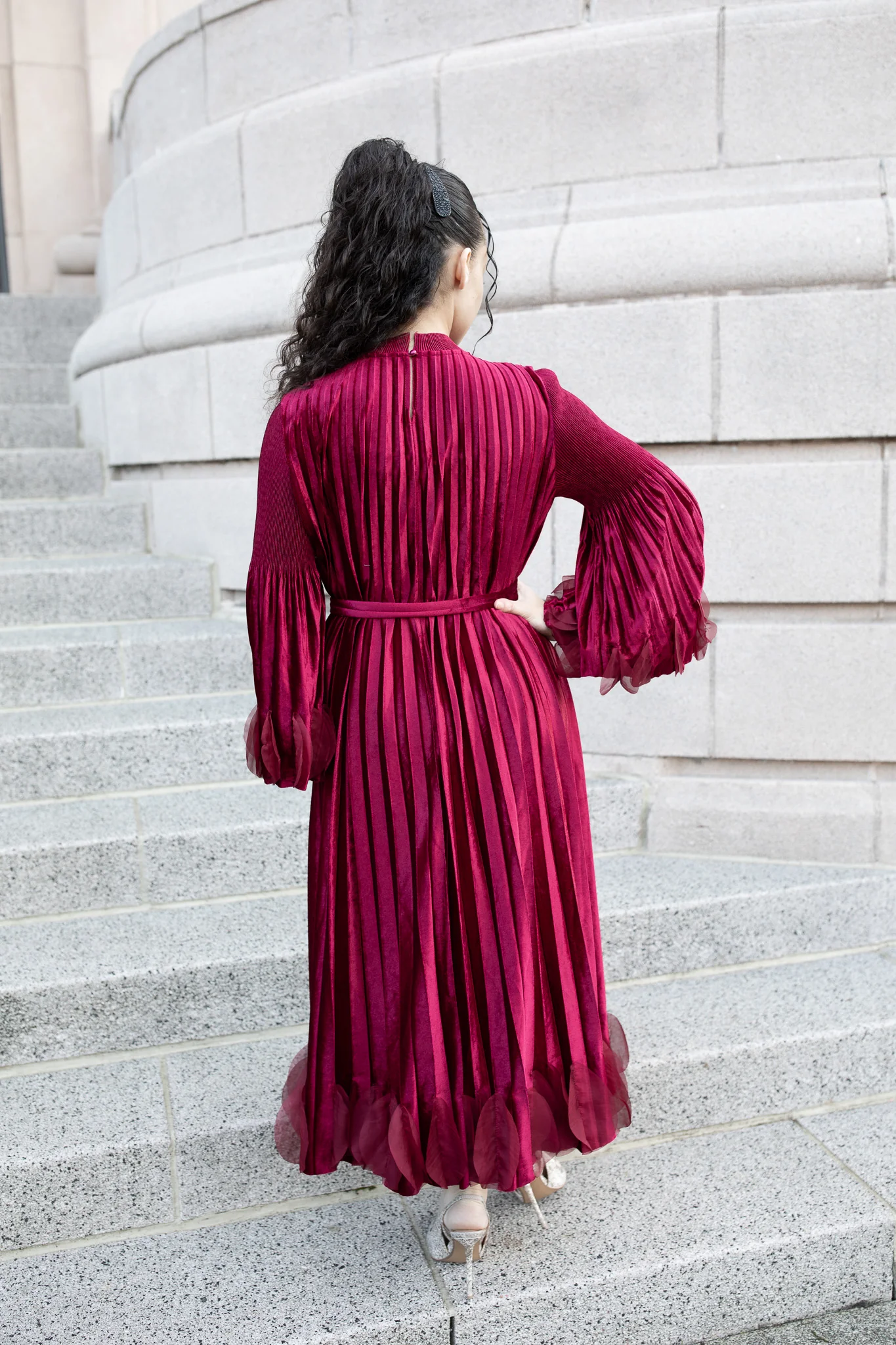 Pleated Velvet Dress - Image 5