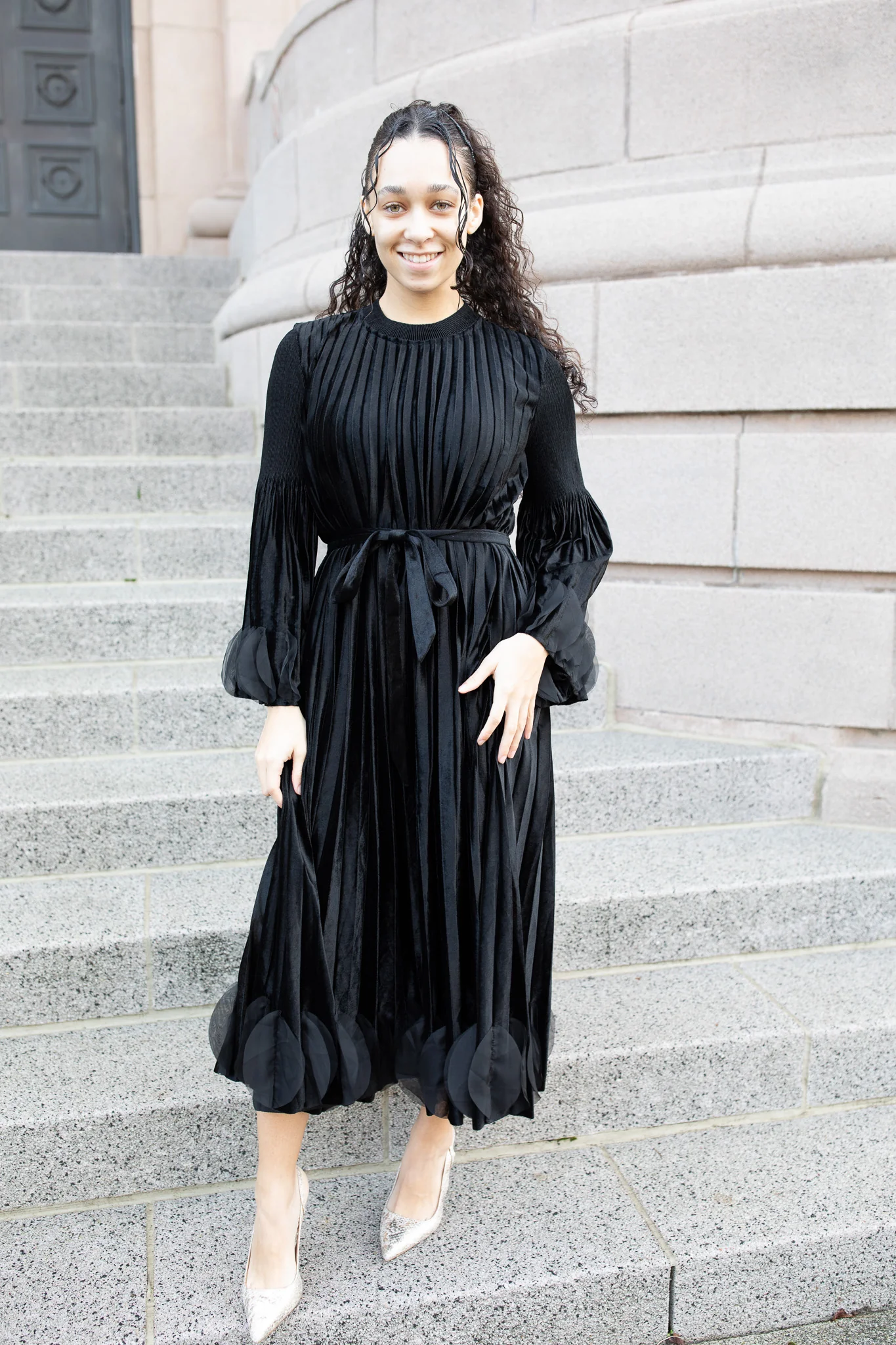 Pleated Velvet Dress - Image 6