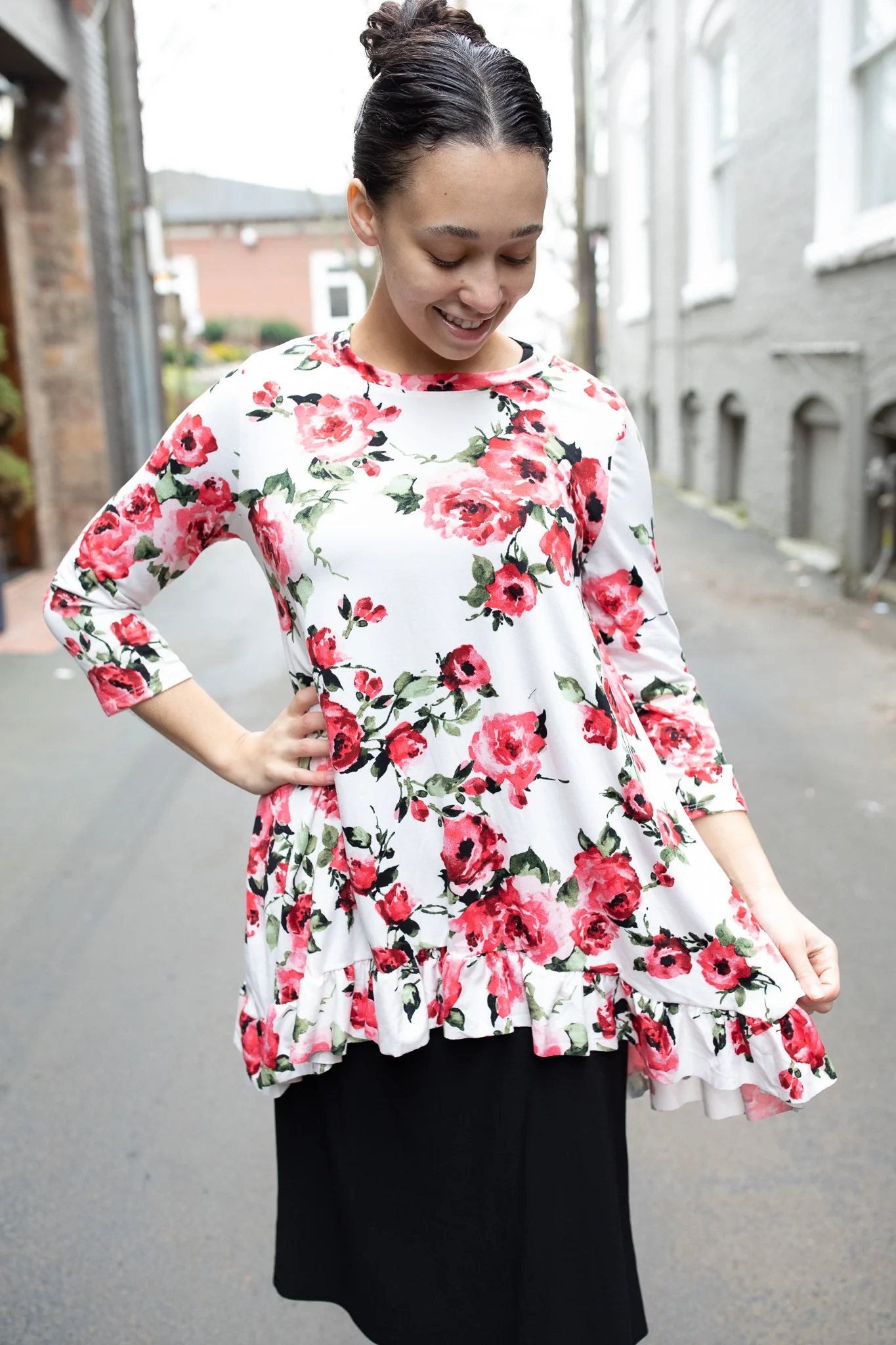 Rose Floral High Low Top