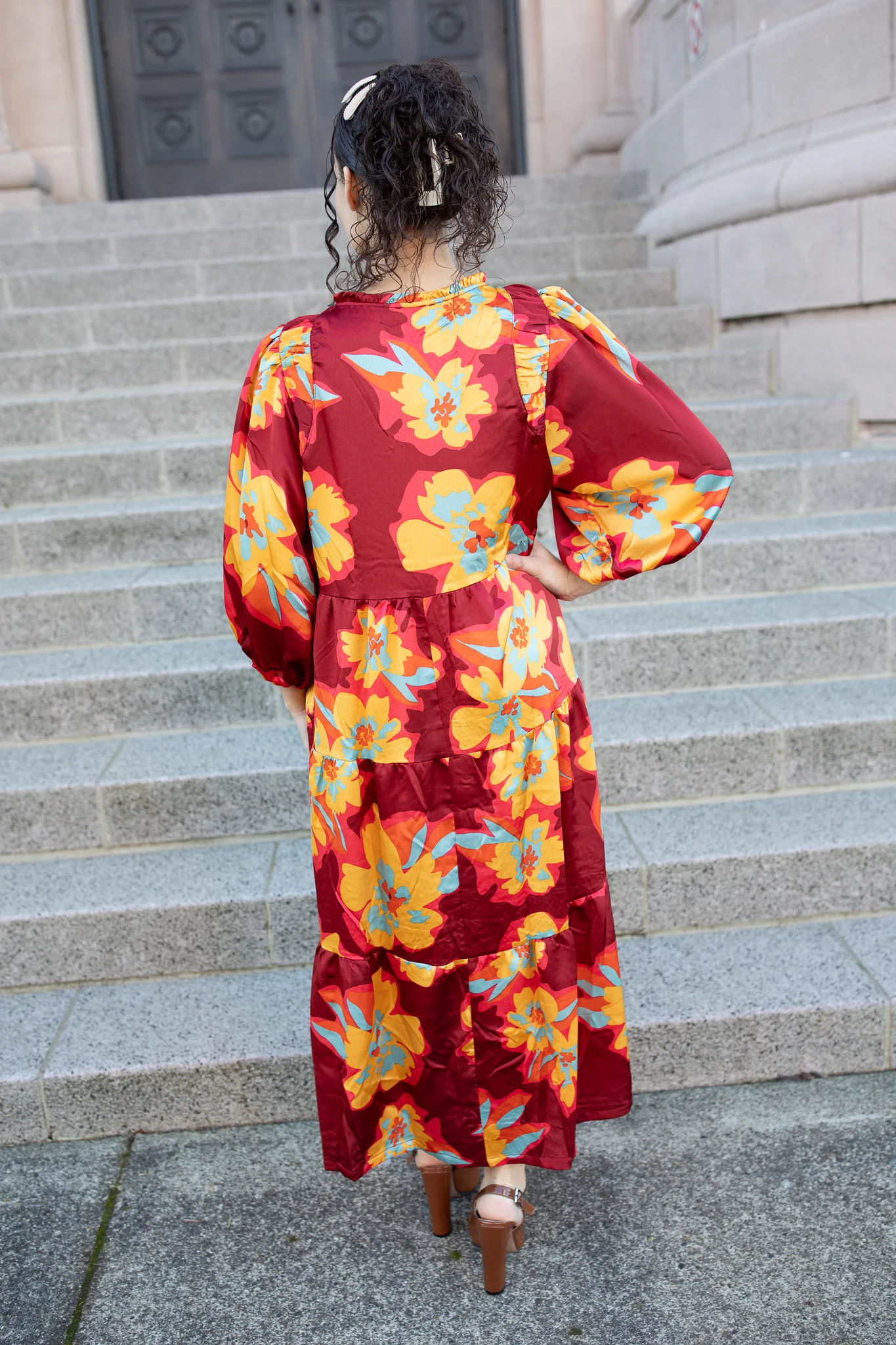 Satin Bloom Tiered Dress - Image 5