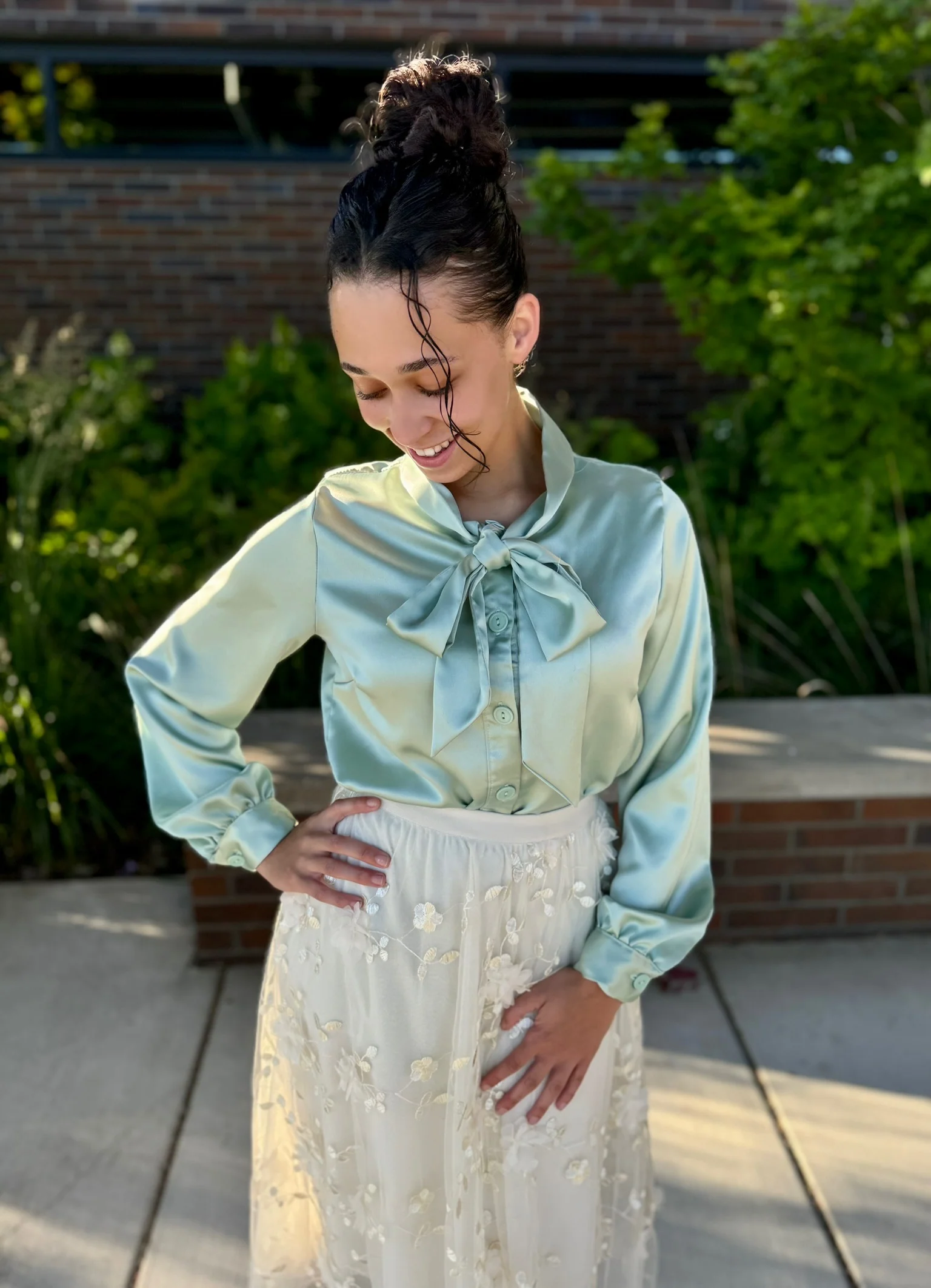 Satin Button Down Top - Image 4