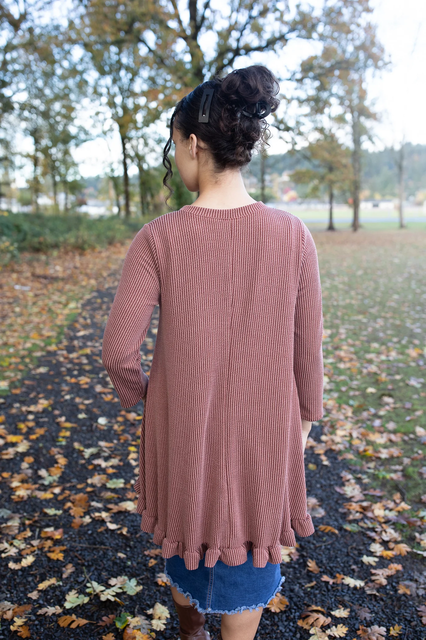 Solid Ribbed Perfect High Low Top - Image 3