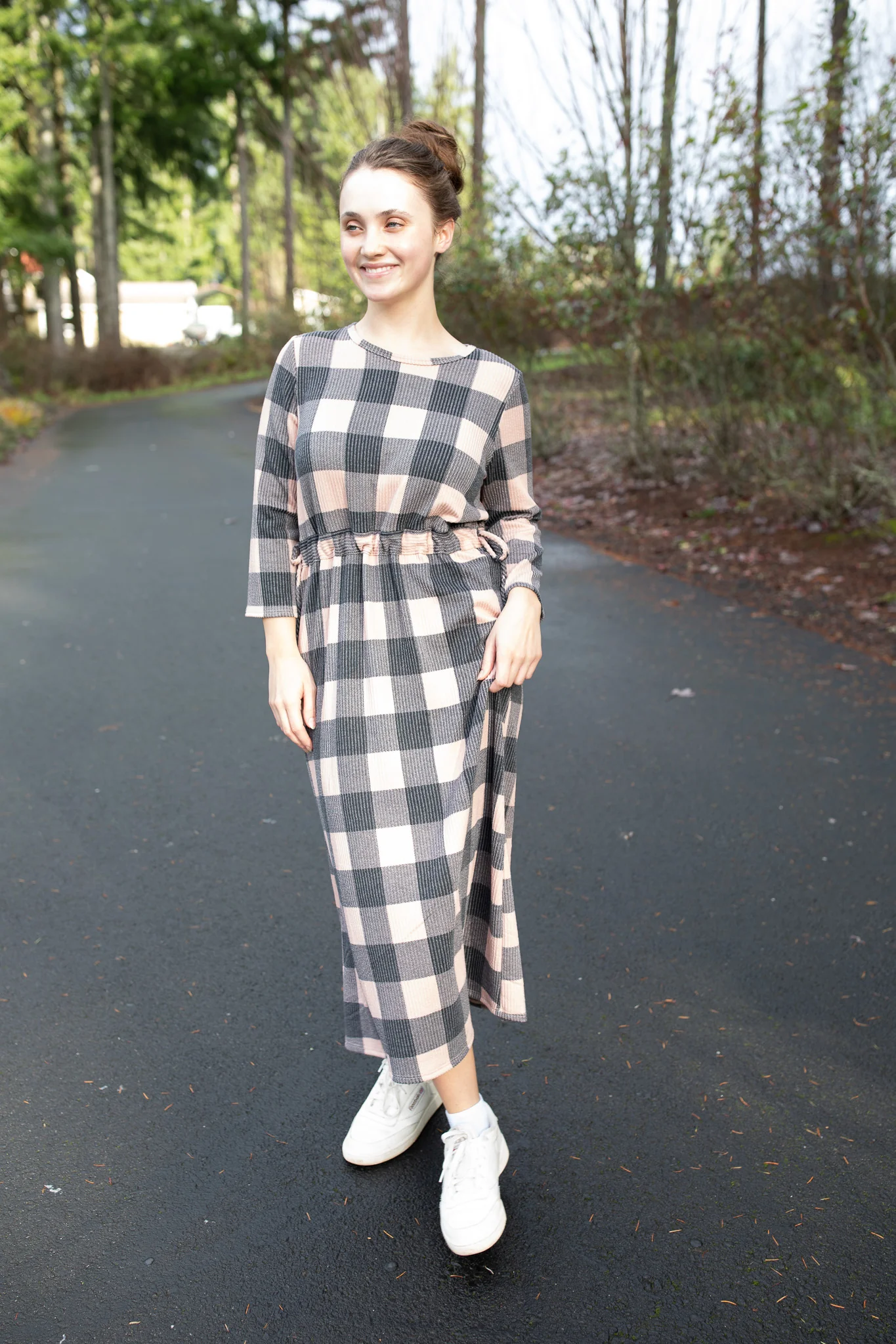 Tan/Black Buffalo Plaid Lounge Dress - Image 2