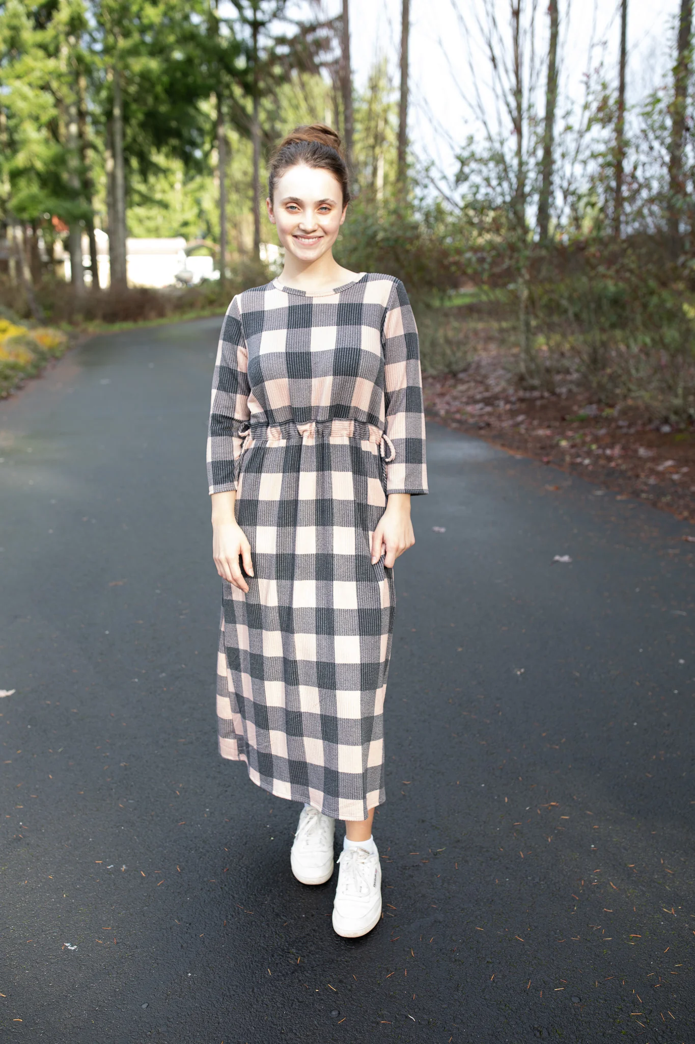 Tan/Black Buffalo Plaid Lounge Dress - Image 3