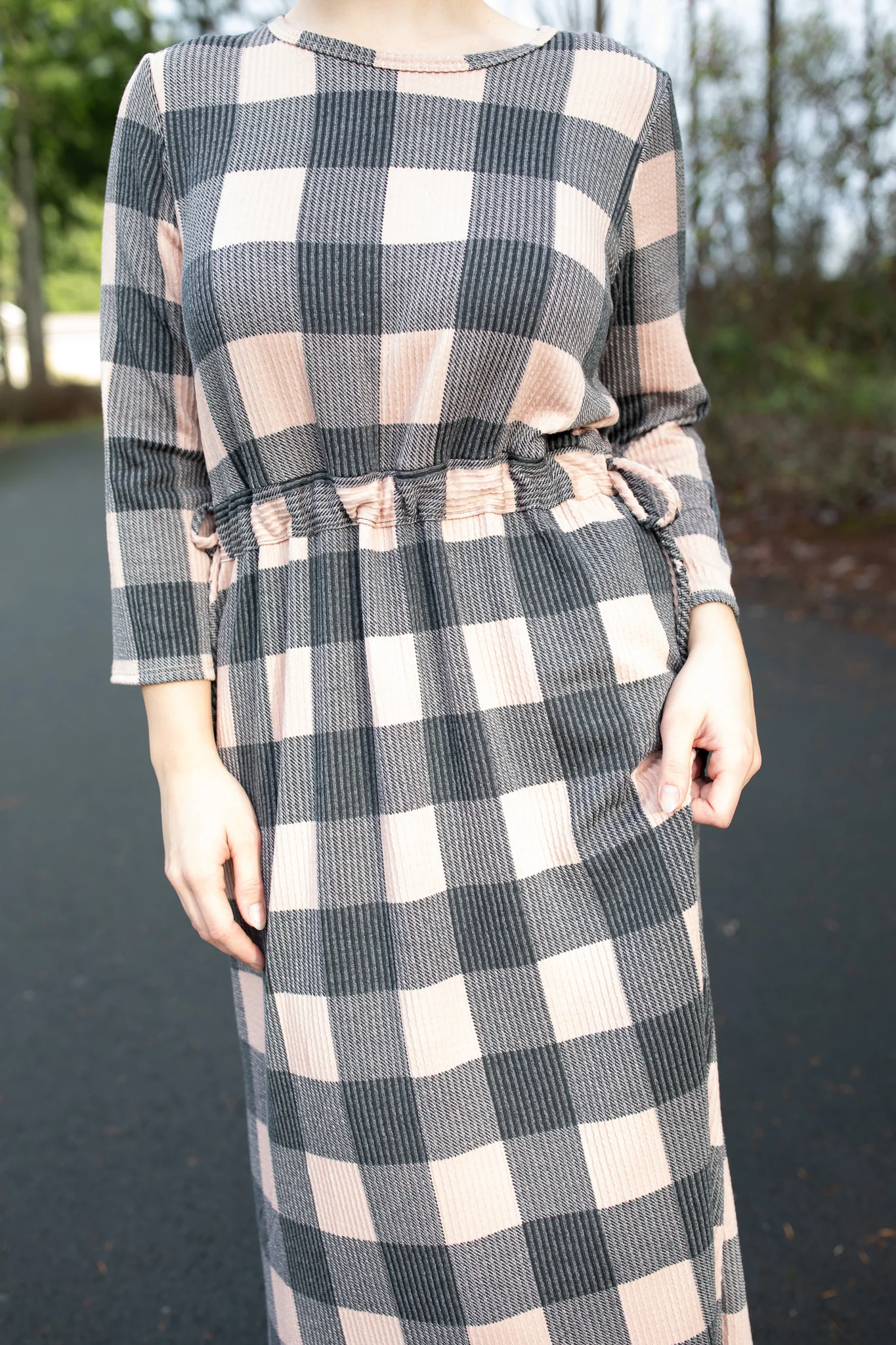 Tan/Black Buffalo Plaid Lounge Dress - Image 4