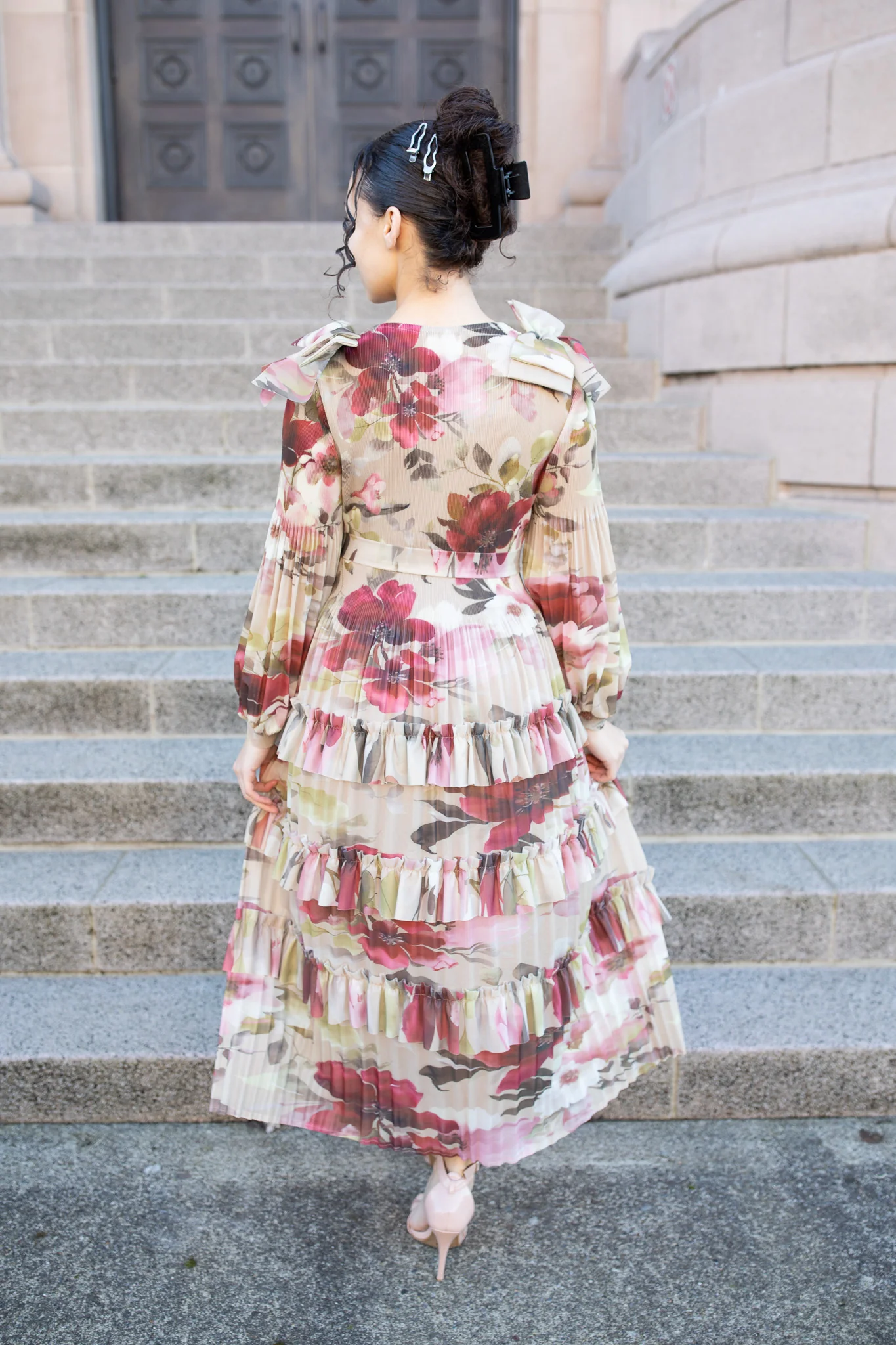 The Brielle Dress - Tan Floral - Image 3